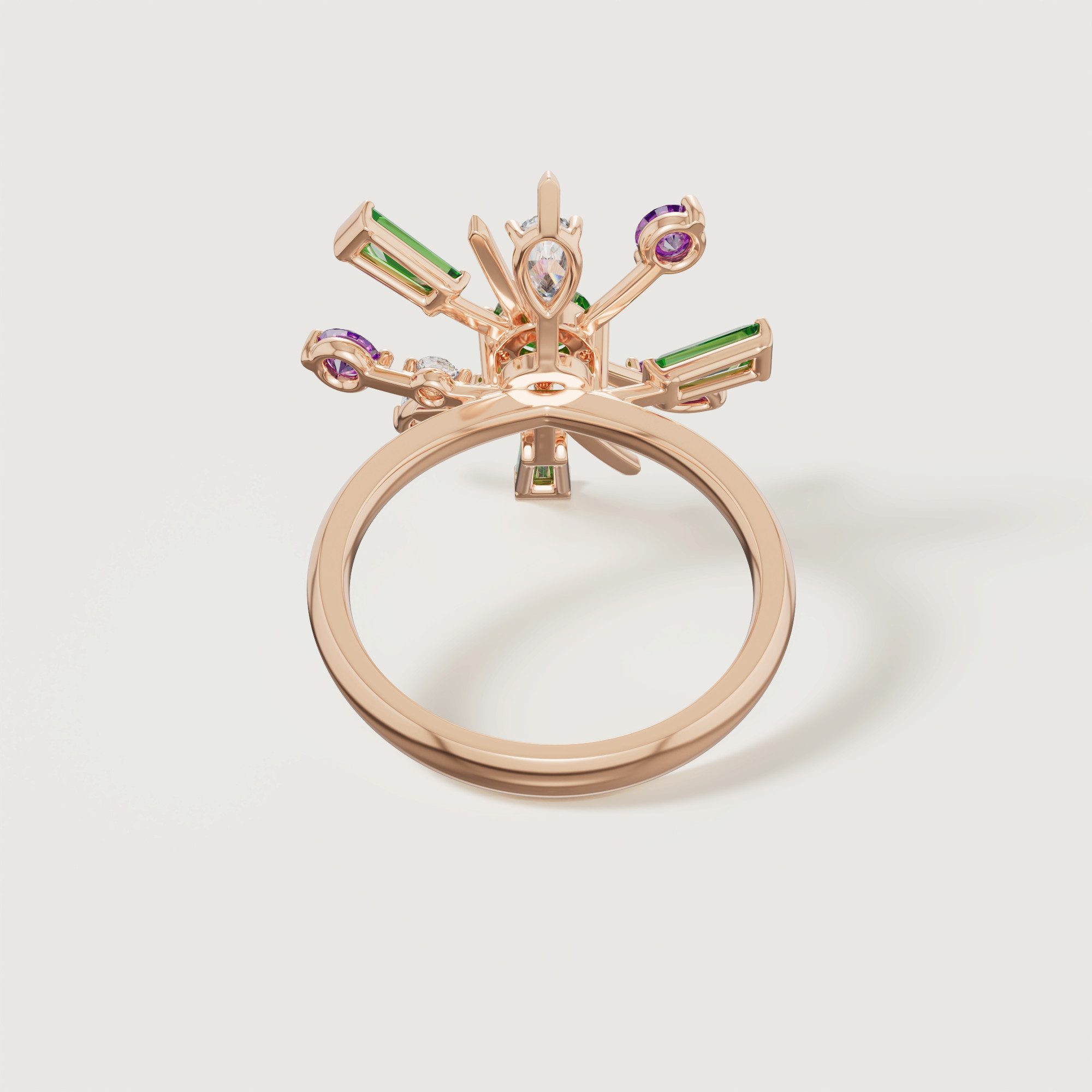 Fiesta Diamond And Precious Gem Ring In 18k Rose Gold