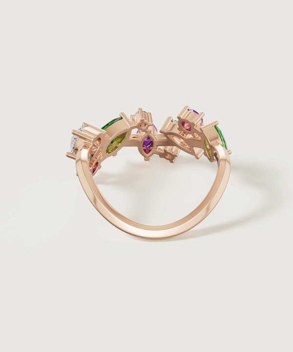 Fiesta Diamond And Precious Gem Ring In 18k Rose Gold