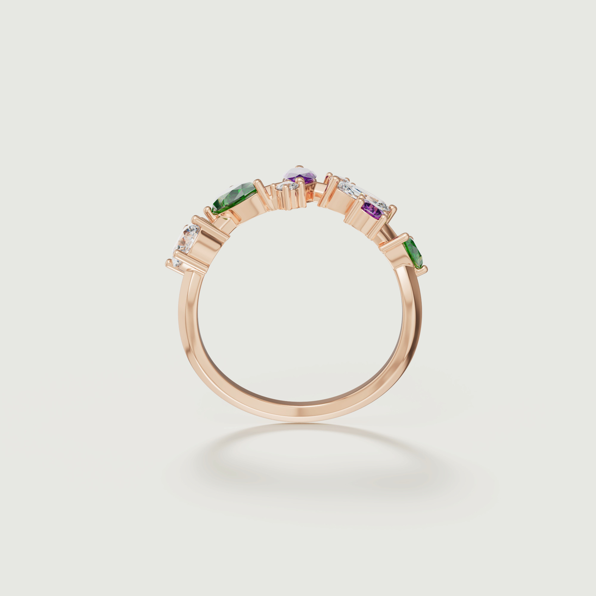 Fiesta Diamond And Precious Gem Ring In 18k Rose Gold