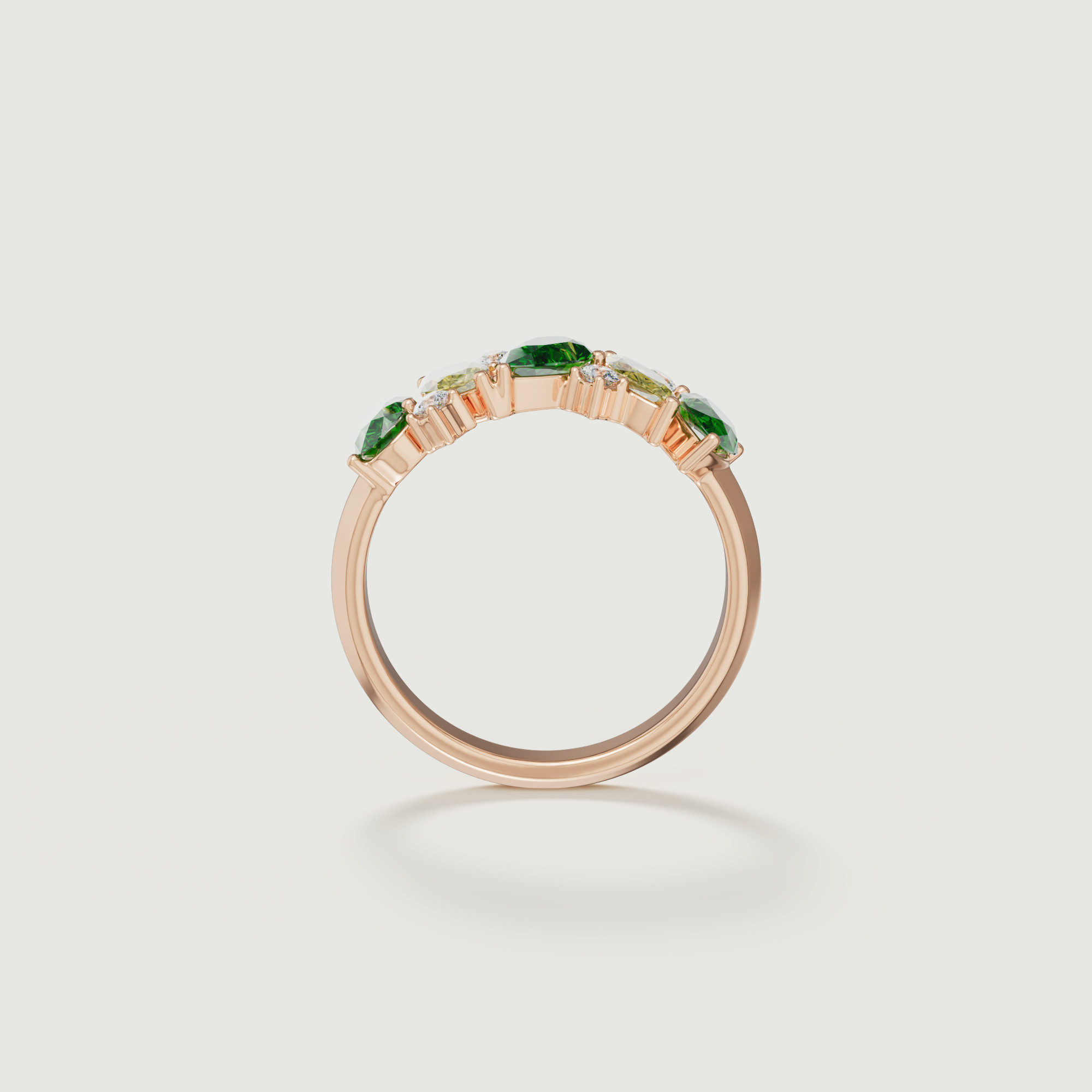 Fiesta Diamond And Precious Gem Ring In 18k Rose Gold