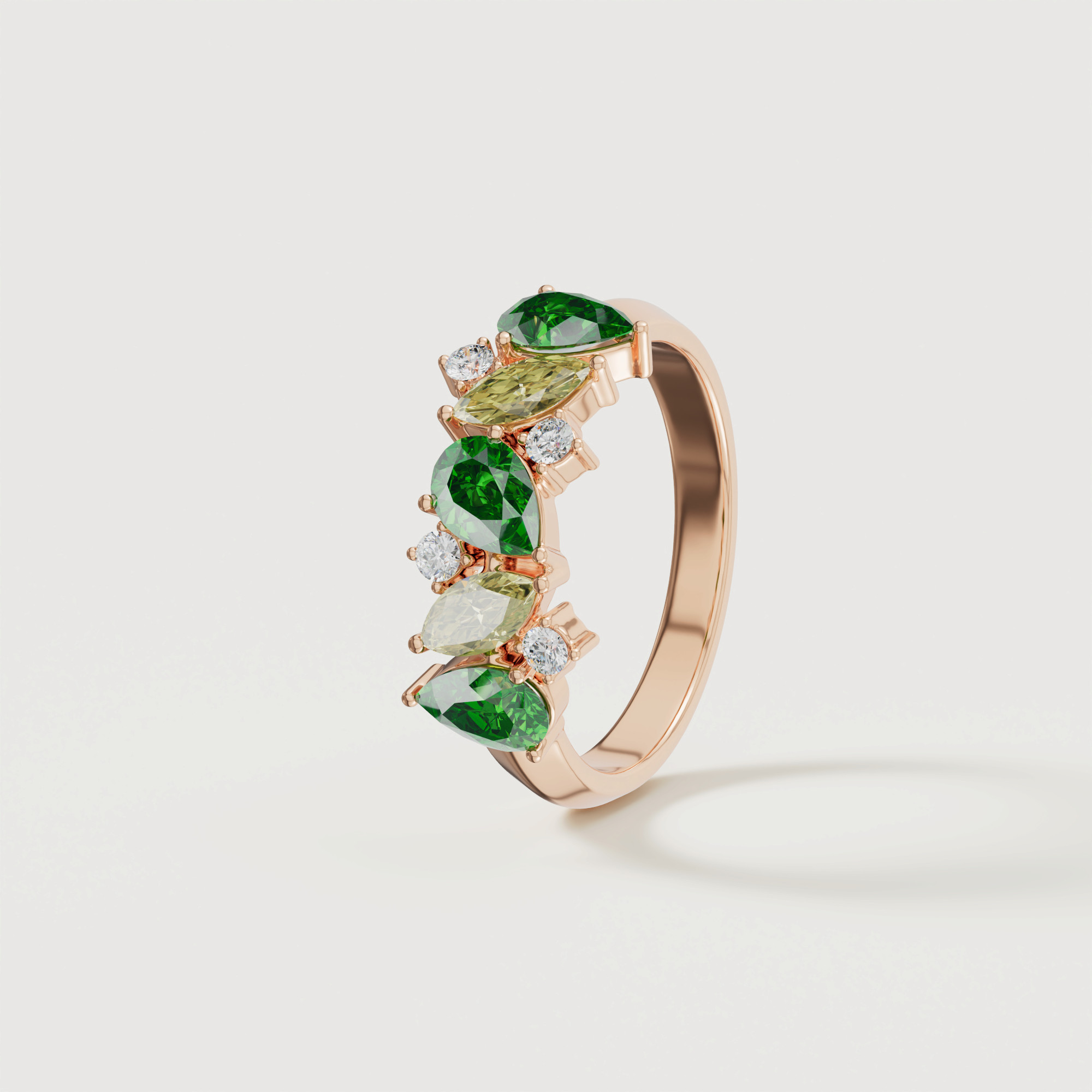 Fiesta Diamond And Precious Gem Ring In 18k Rose Gold