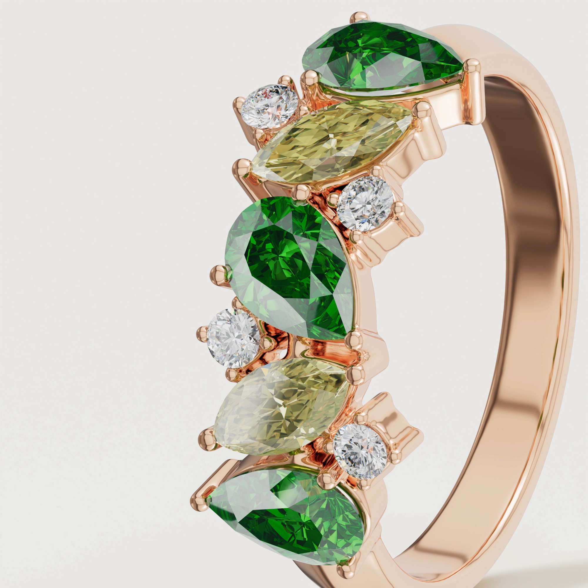 Fiesta Diamond And Precious Gem Ring In 18k Rose Gold