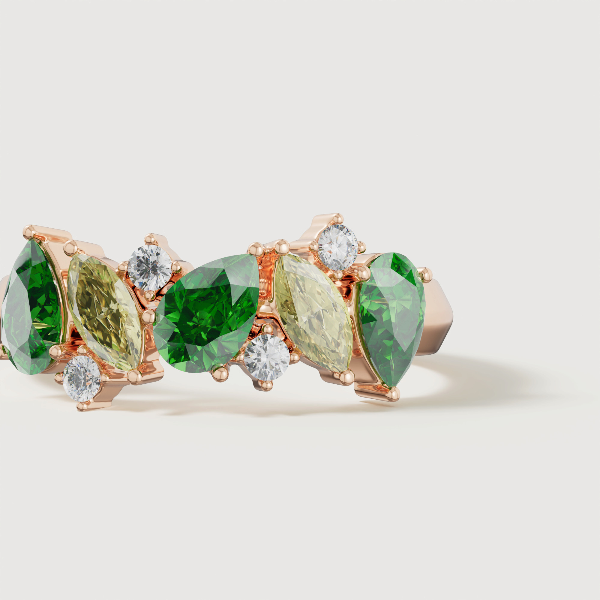 Fiesta Diamond And Precious Gem Ring In 18k Rose Gold
