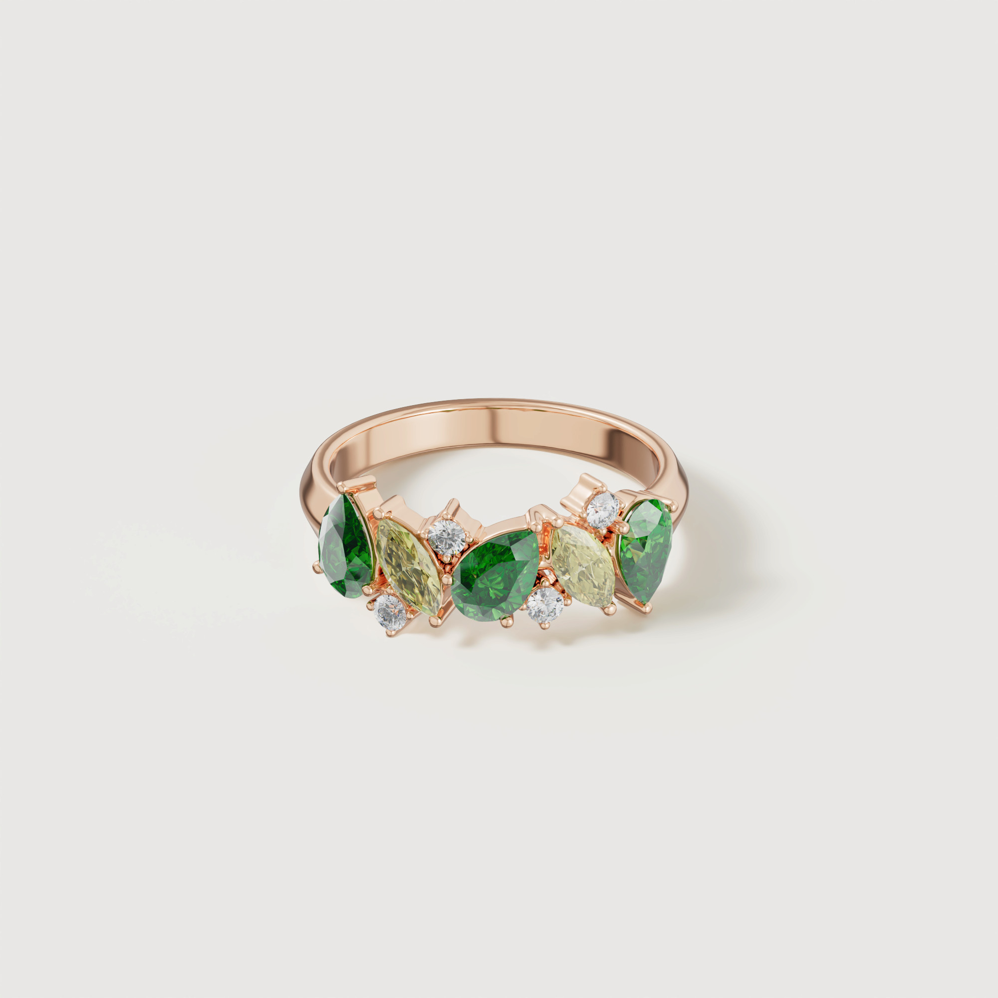 Fiesta Diamond And Precious Gem Ring In 18k Rose Gold
