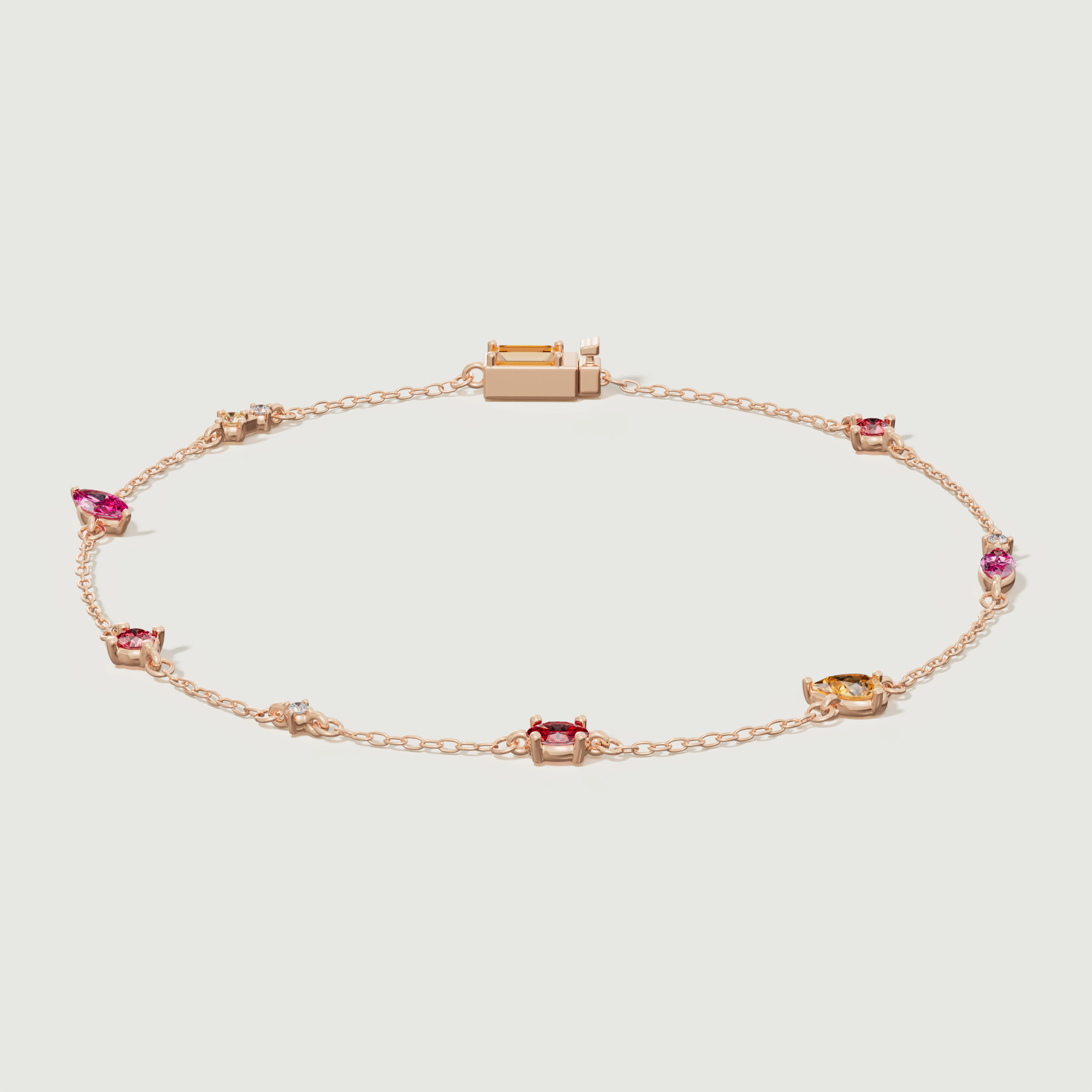 Sparks Coloured Gemstones & Diamond Chain Bracelet 18k Rose Gold