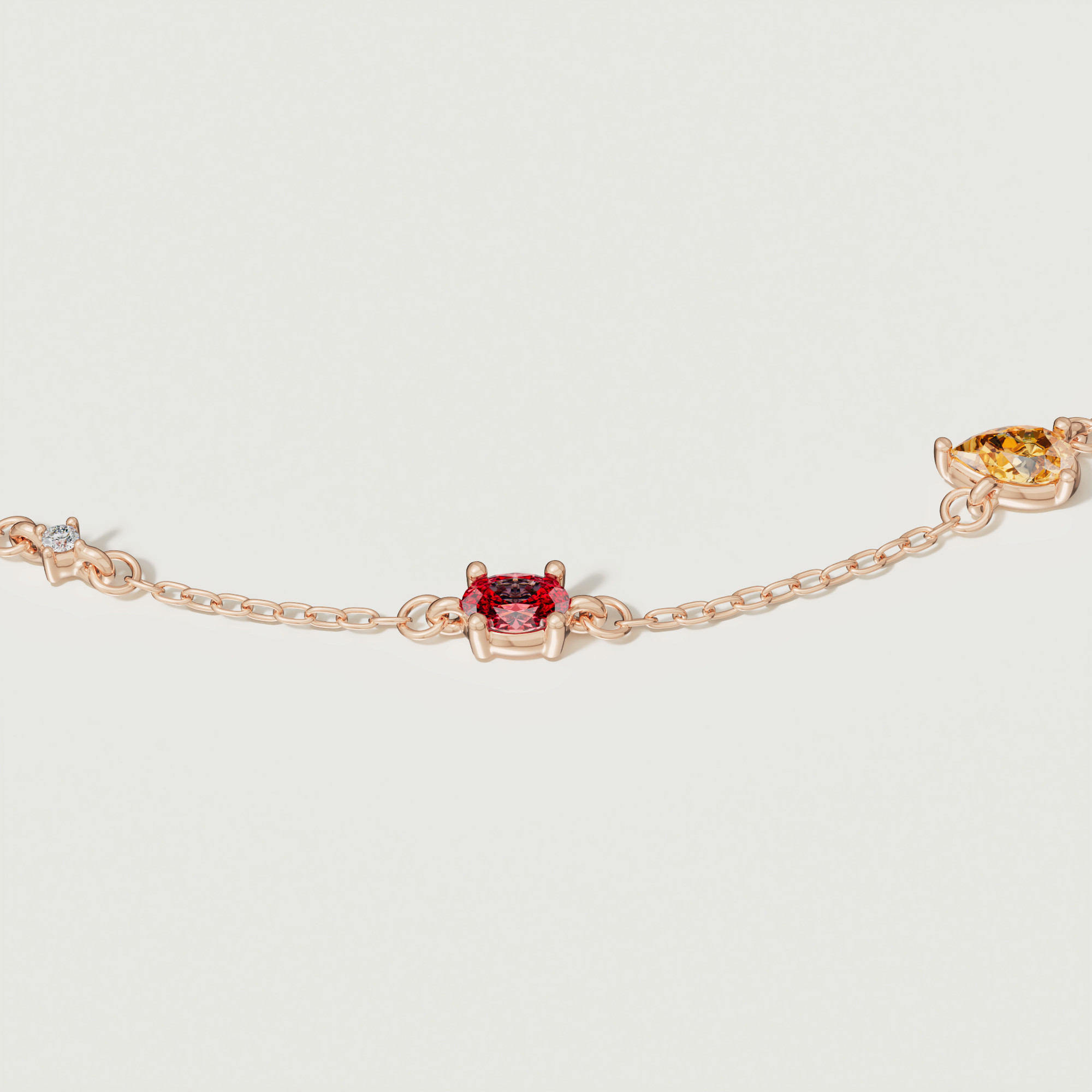 Sparks Coloured Gemstones & Diamond Chain Bracelet 18k Rose Gold