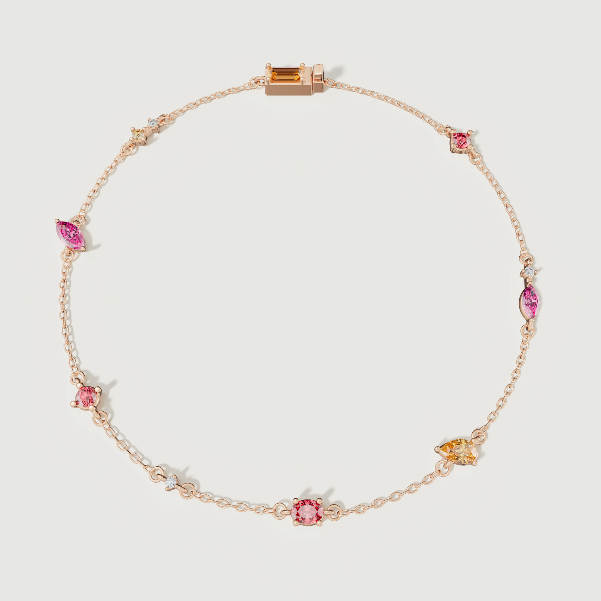 Sparks Coloured Gemstones & Diamond Chain Bracelet 18k Rose Gold