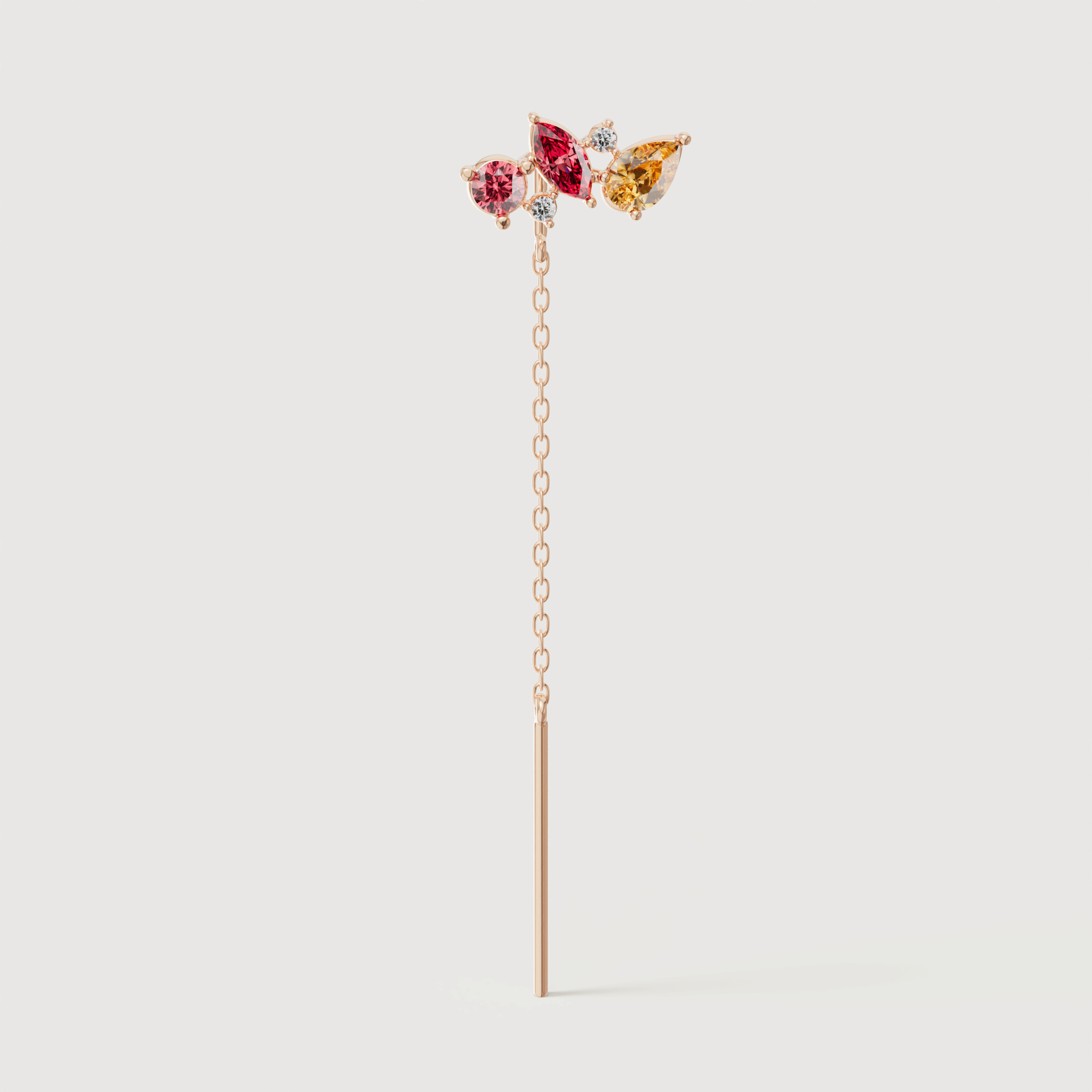 Sparks Drop Chain Earrings In 18K Rose Gold