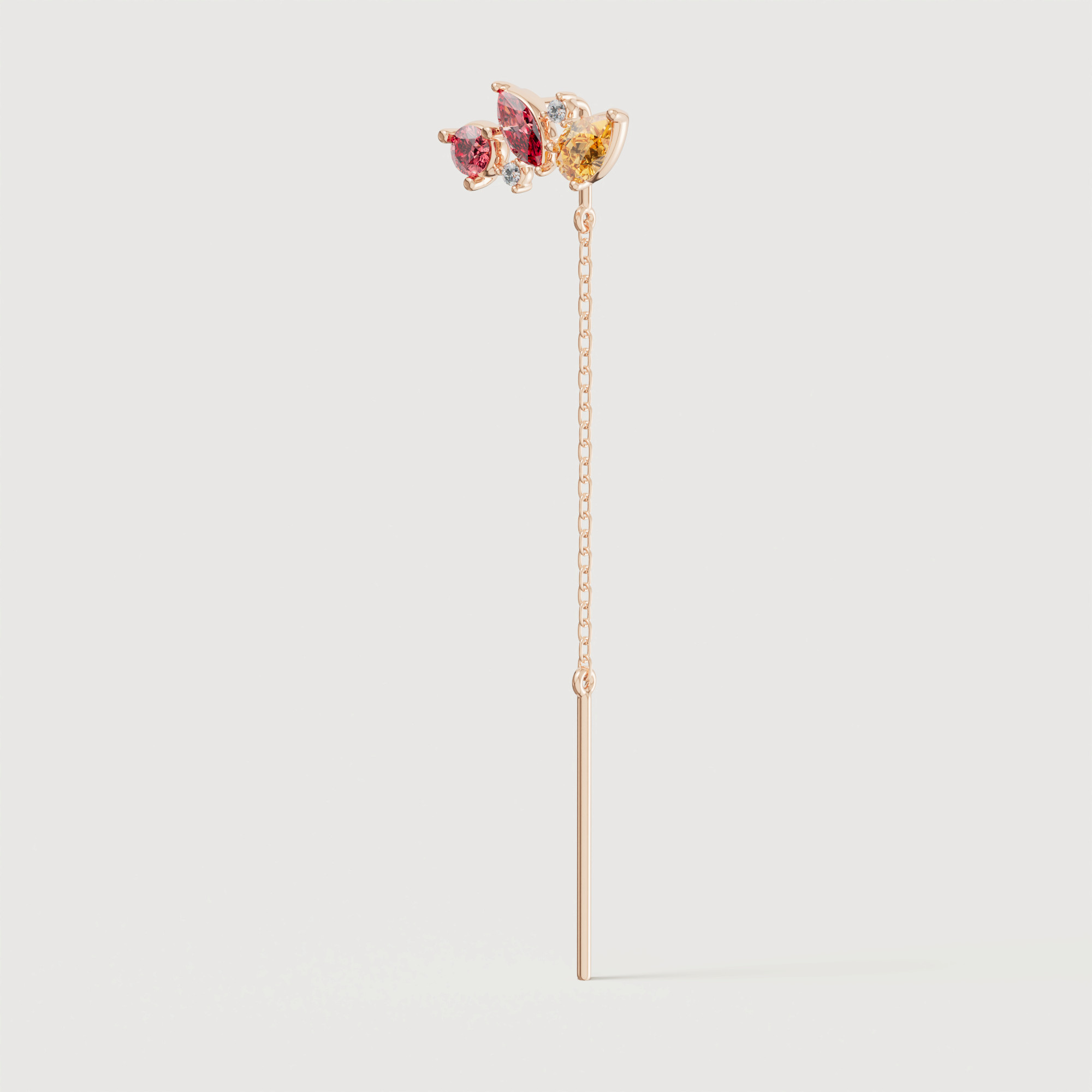 Sparks Drop Chain Earrings In 18k Rose Gold