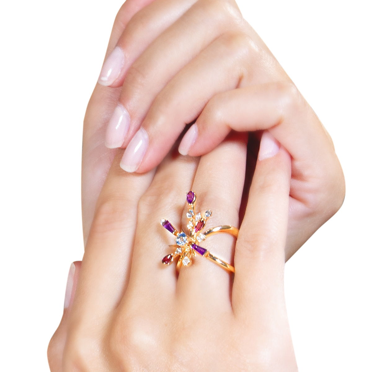 Aerial Semi Precious Ring In 18k Rose Gold