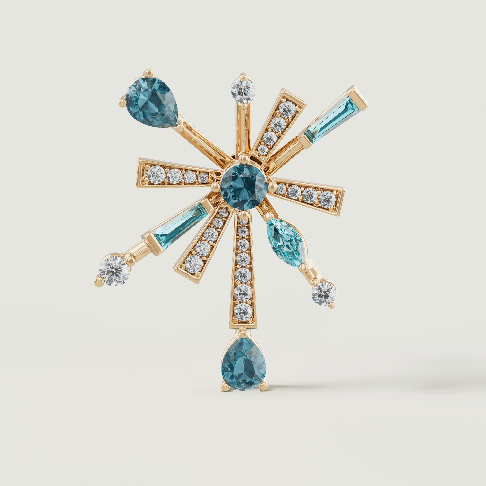 Sparkles 18k Yellow Gold Diamond Blue Topaz & London Topaz Earrings