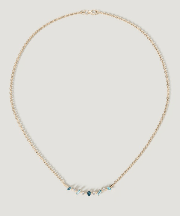 Sparkles 18K Yellow Gold Diamond, Blue Topaz & London Topaz Necklace