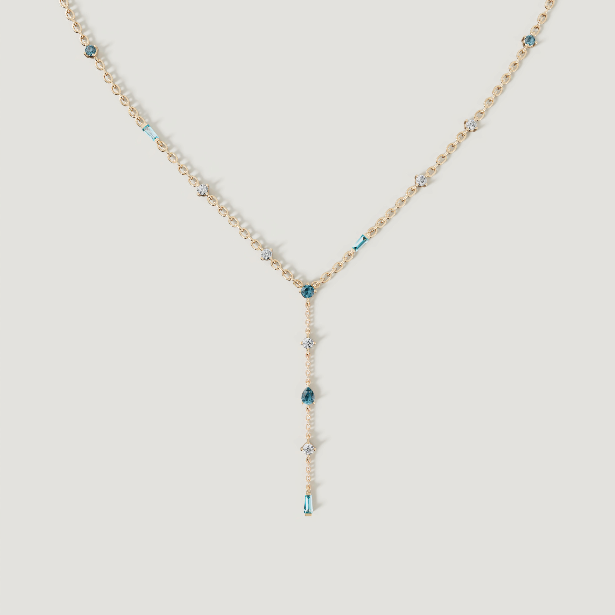 Sparkles 18K Yellow Gold Diamond, Blue Topaz & London Topaz Necklace