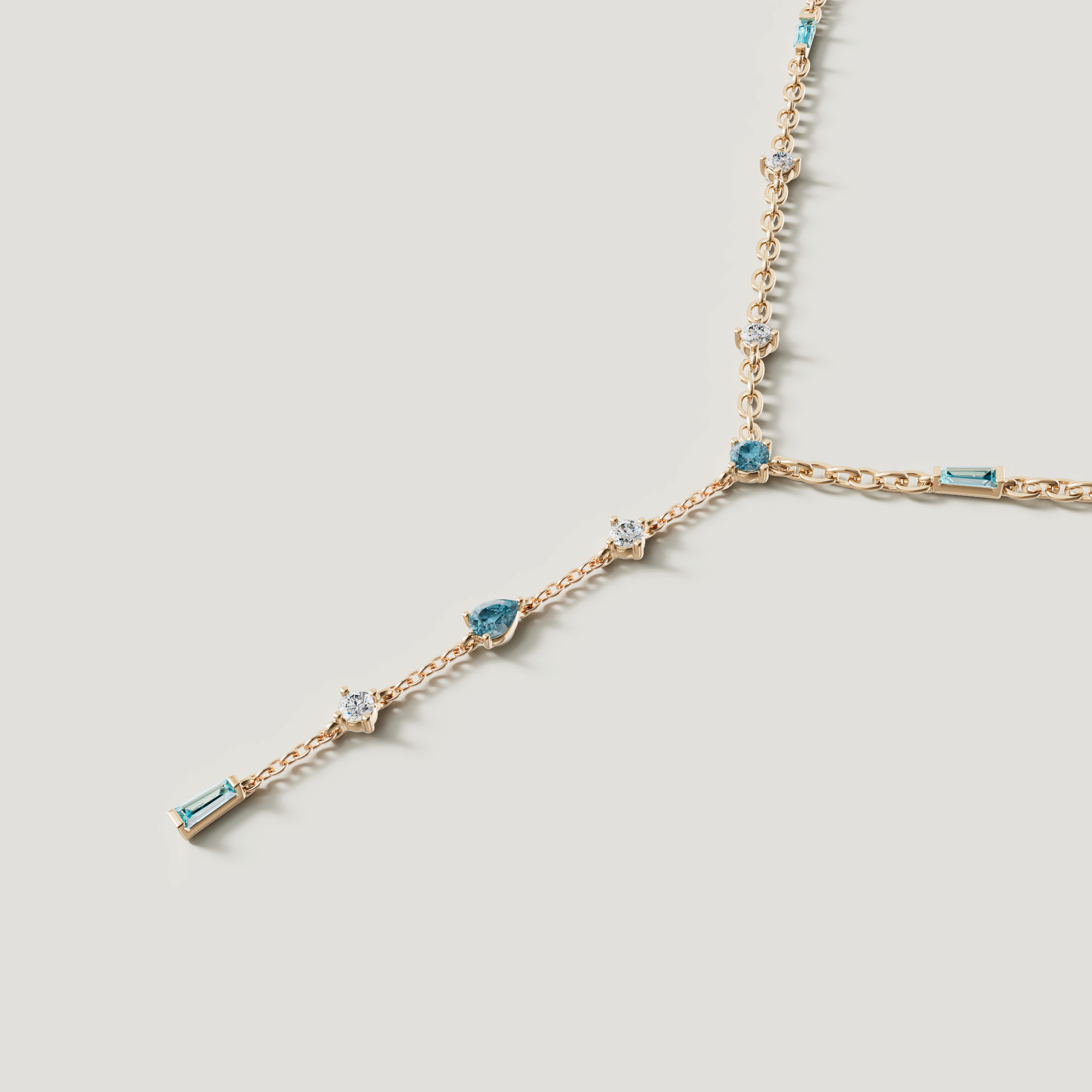 Sparkles 18K Yellow Gold Diamond, Blue Topaz & London Topaz Necklace