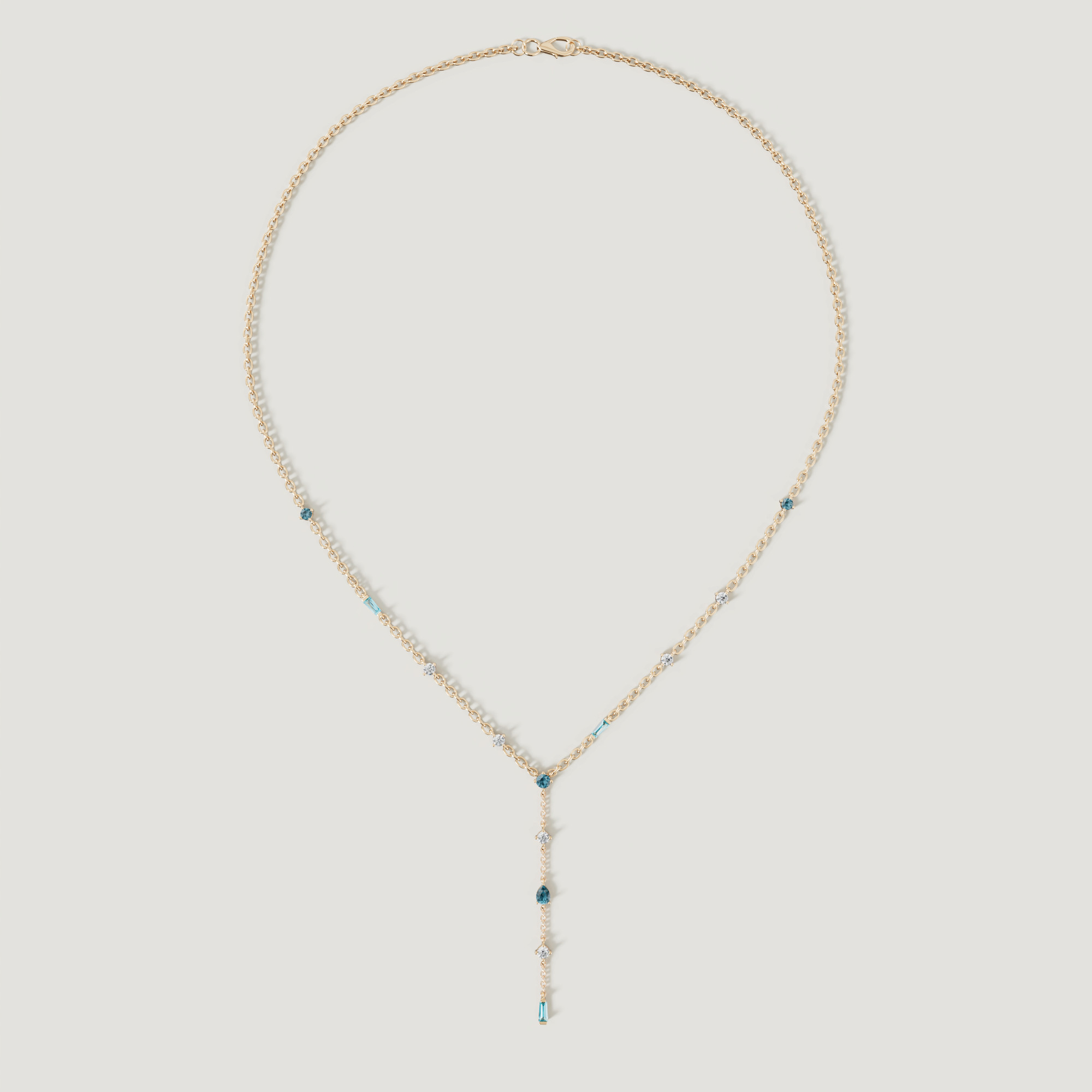 Sparkles 18K Yellow Gold Diamond, Blue Topaz & London Topaz Necklace