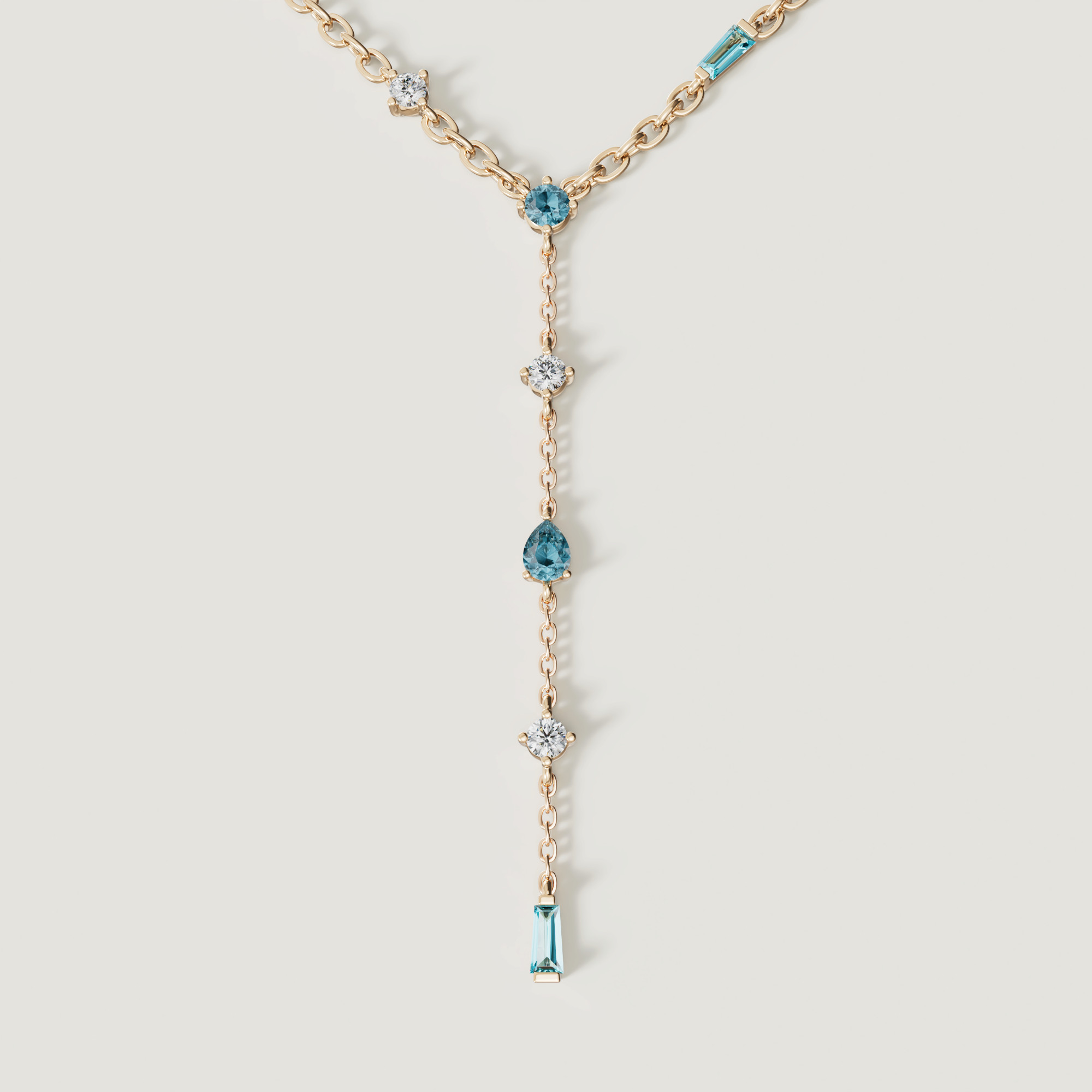 Sparkles 18K Yellow Gold Diamond, Blue Topaz & London Topaz Necklace