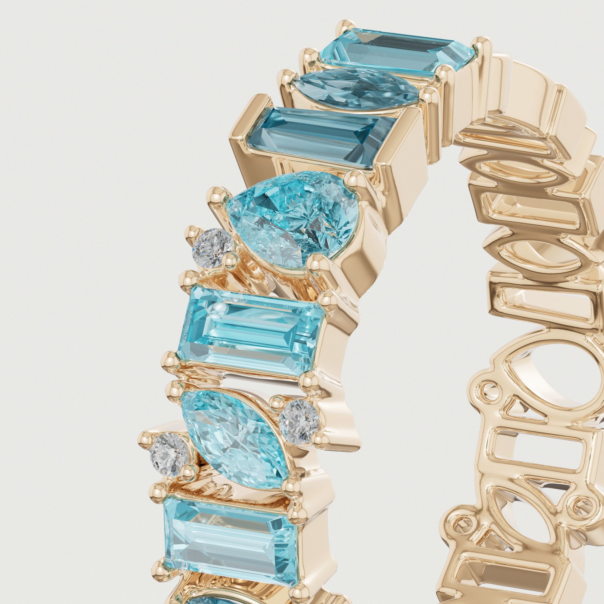 Sparkles 18k Yellow Gold Diamond Blue Topaz & London Topaz Ring