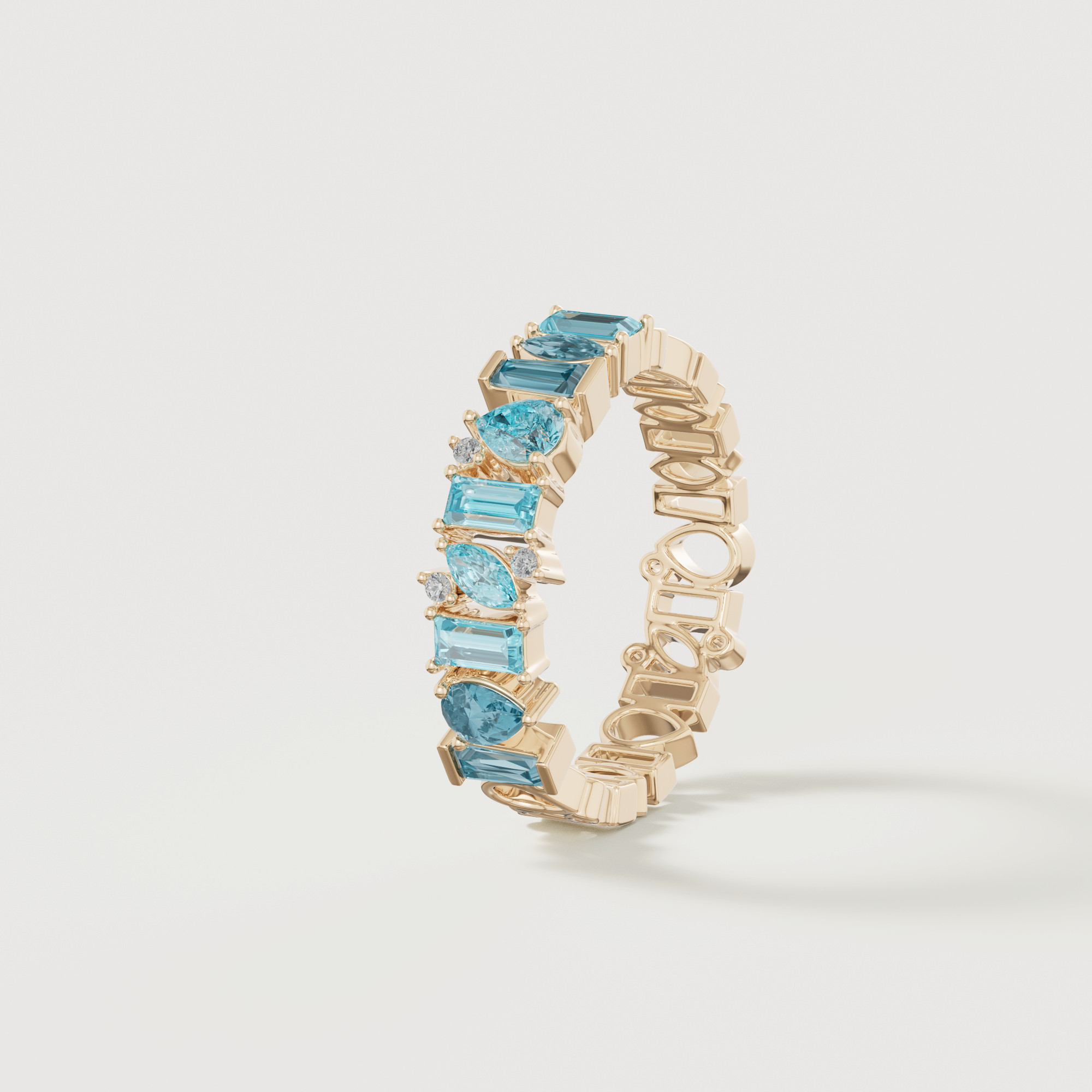 Sparkles 18k Yellow Gold Diamond Blue Topaz & London Topaz Ring