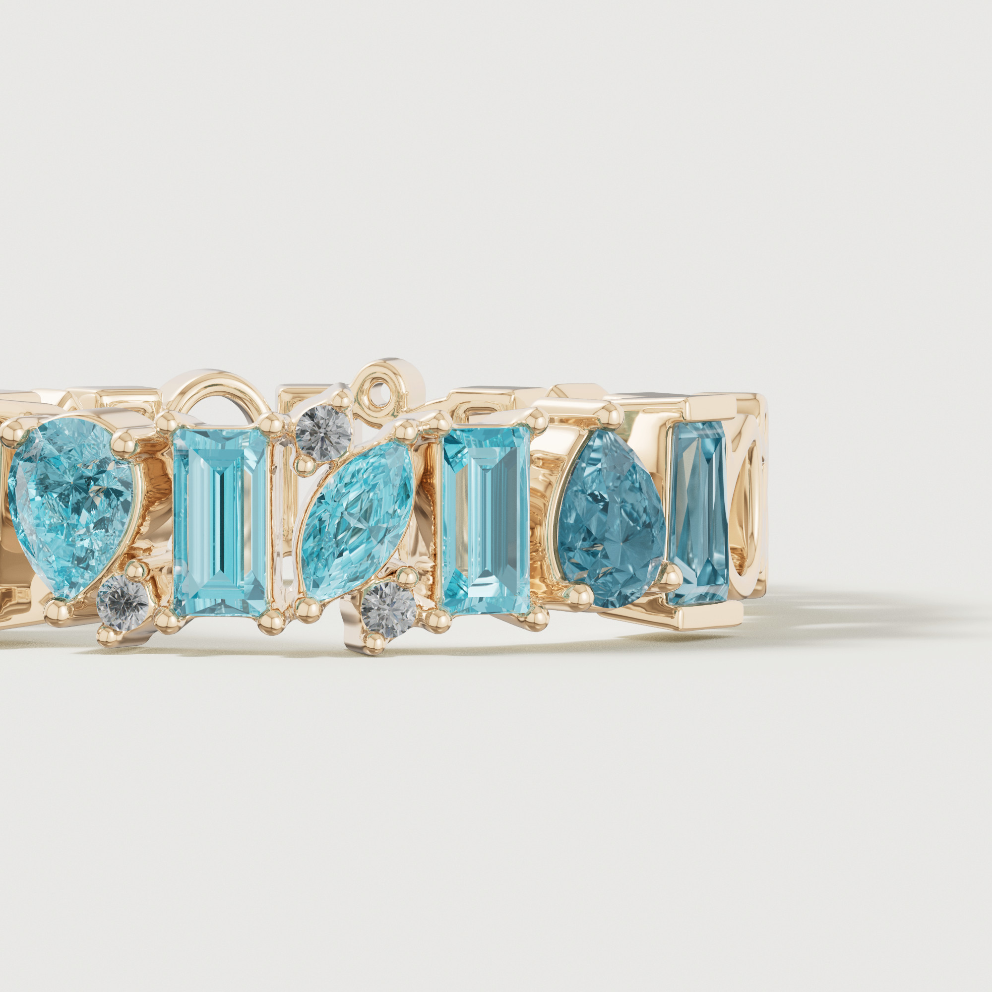 Sparkles 18k Yellow Gold Diamond Blue Topaz & London Topaz Ring