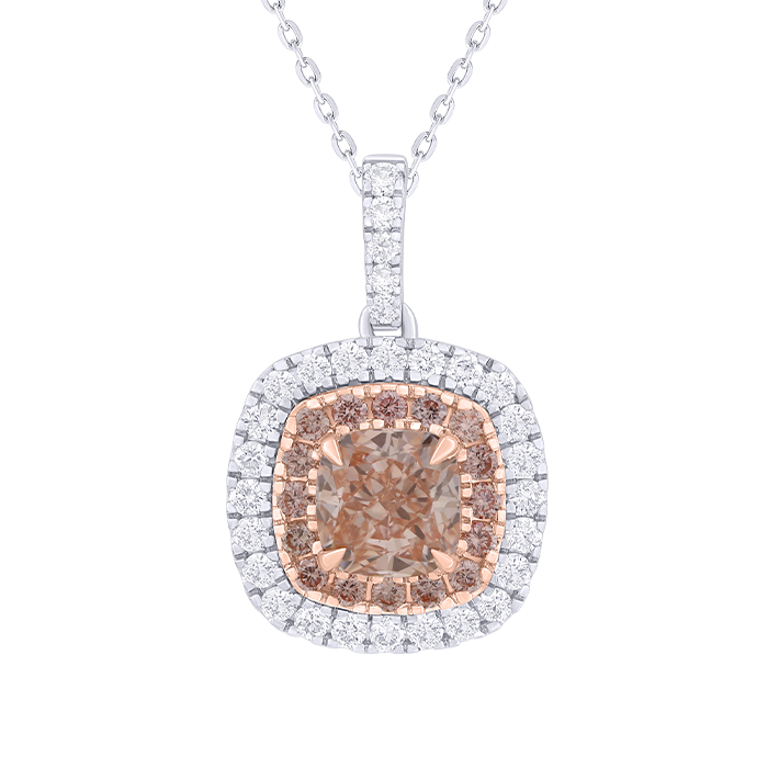 Gaia 1 Carat Lab Grown Fancy Intense Pink Cushion Cut Diamond Pendant