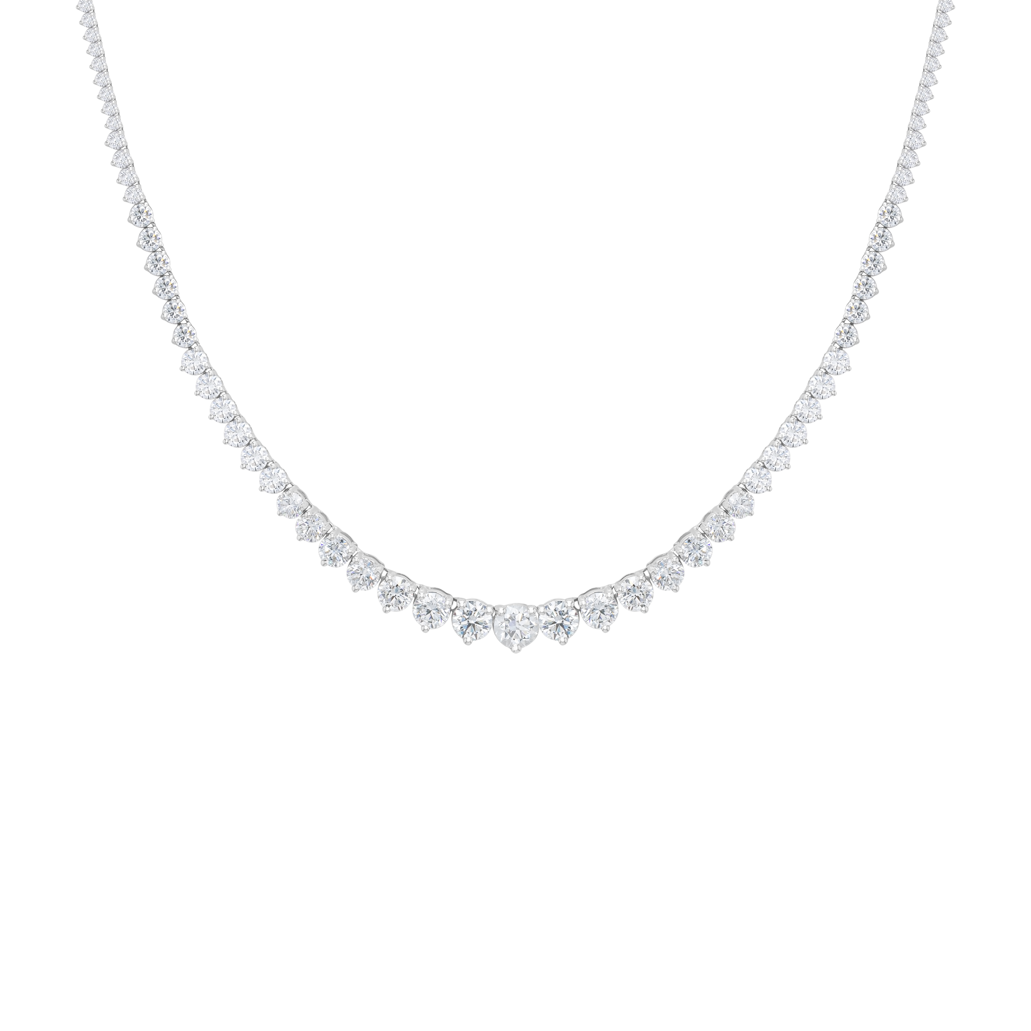 Eternity 13 Carat Lab Grown Diamond Riviere Necklace In 18k White Gold