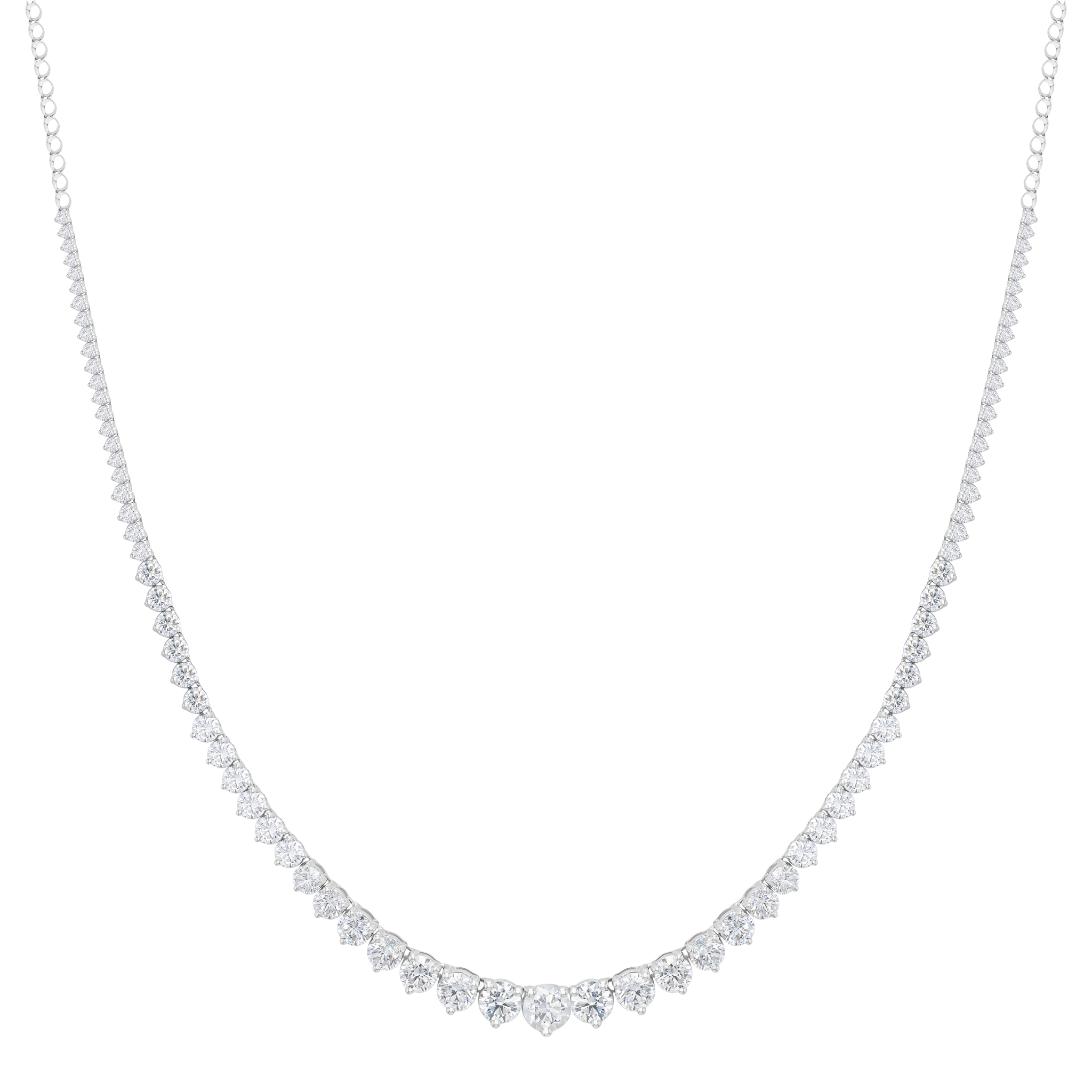 Eternity 13 Carat Lab Grown Diamond Riviere Necklace In 18k White Gold