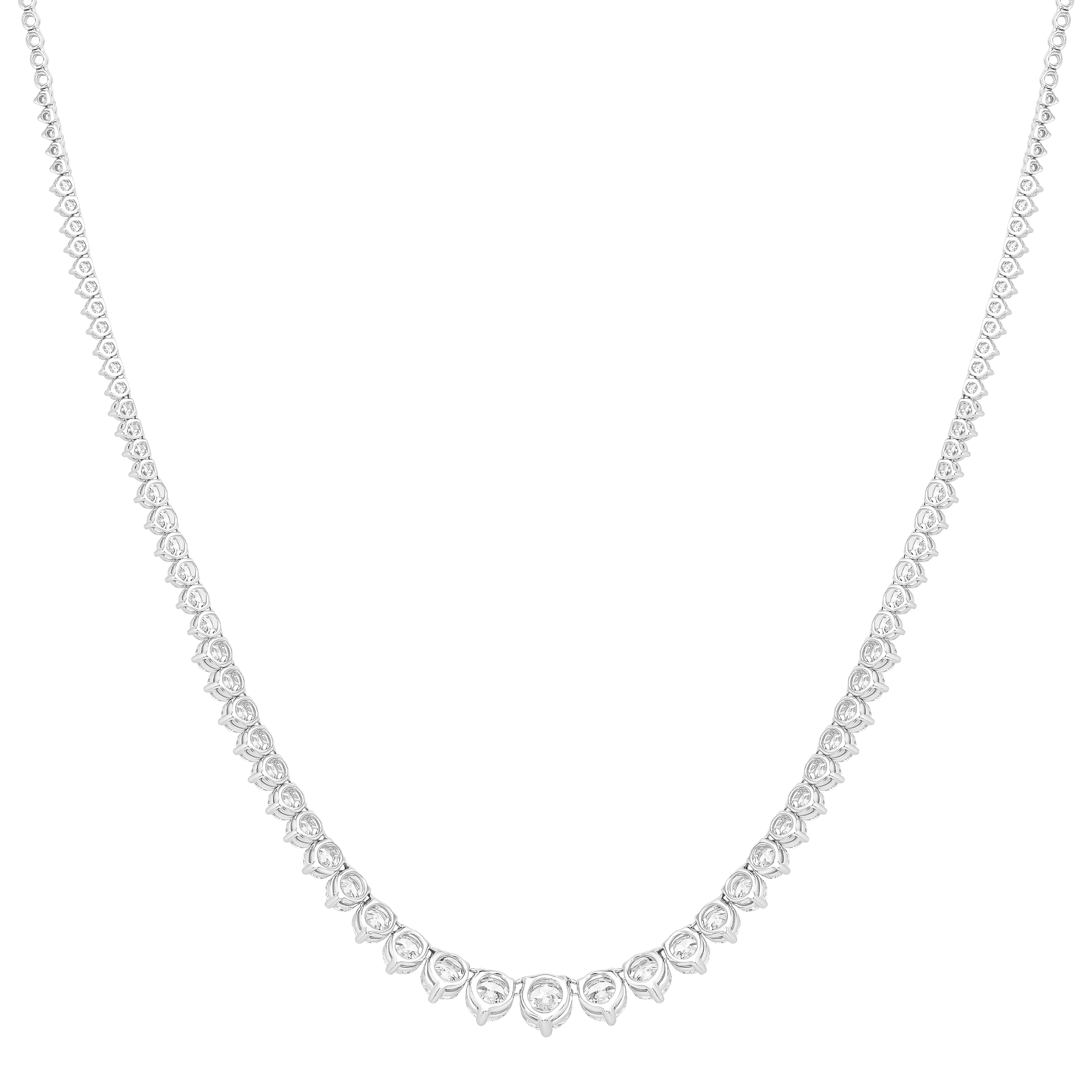 Eternity 13 Carat Lab Grown Diamond Riviere Necklace In 18k White Gold