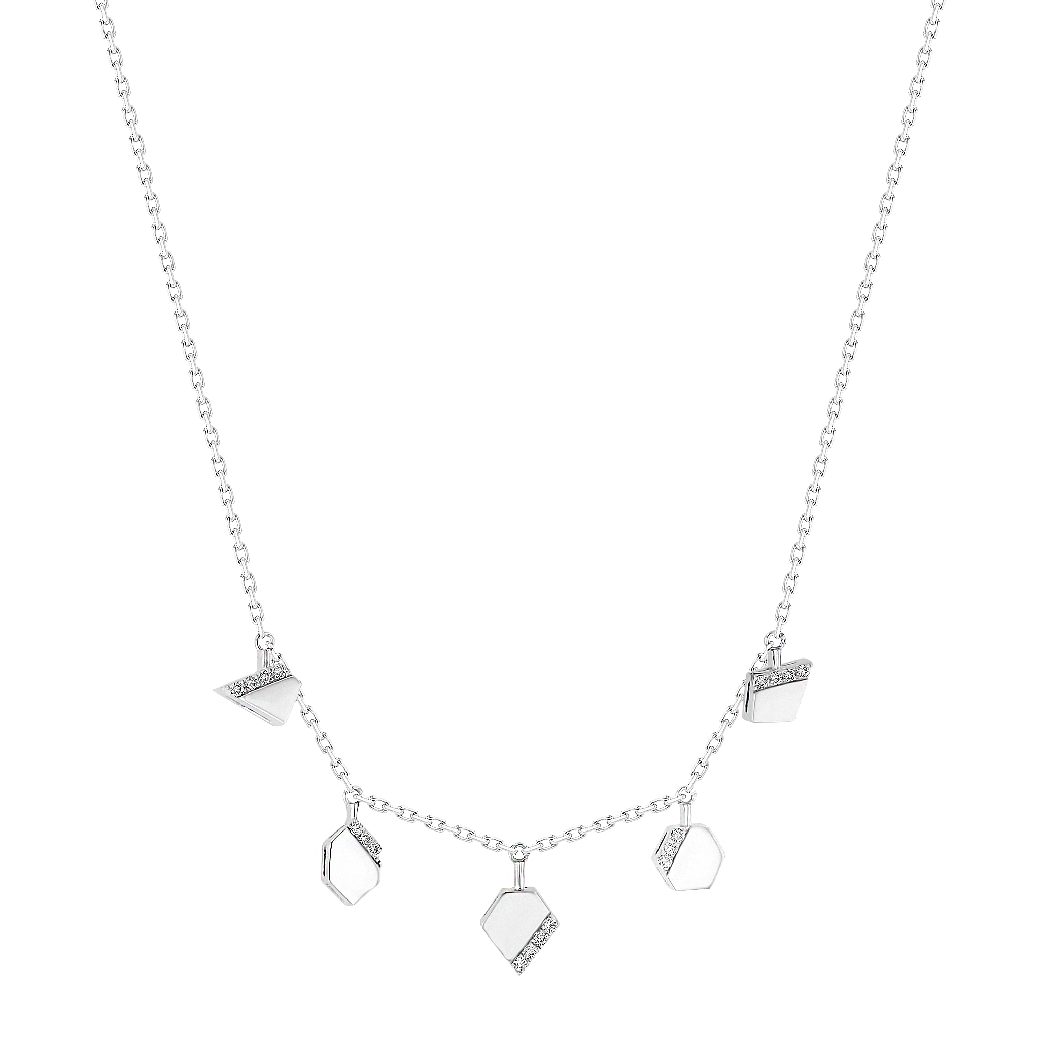 Glacial Necklace In 18k White Gold Studded With Diamonds
