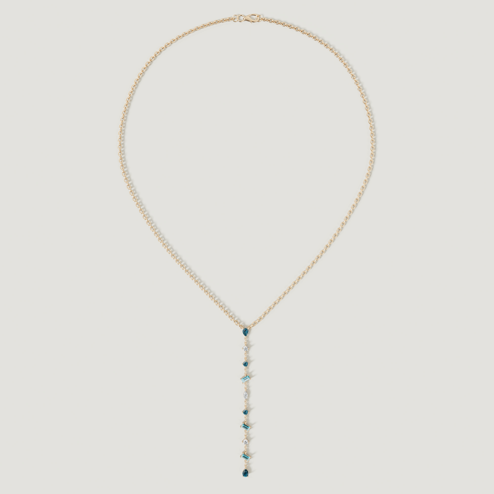 Sparkles 18K Yellow Gold Diamond, Blue Topaz & London Topaz Necklace
