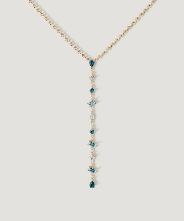 Sparkles 18K Yellow Gold Diamond, Blue Topaz & London Topaz Necklace