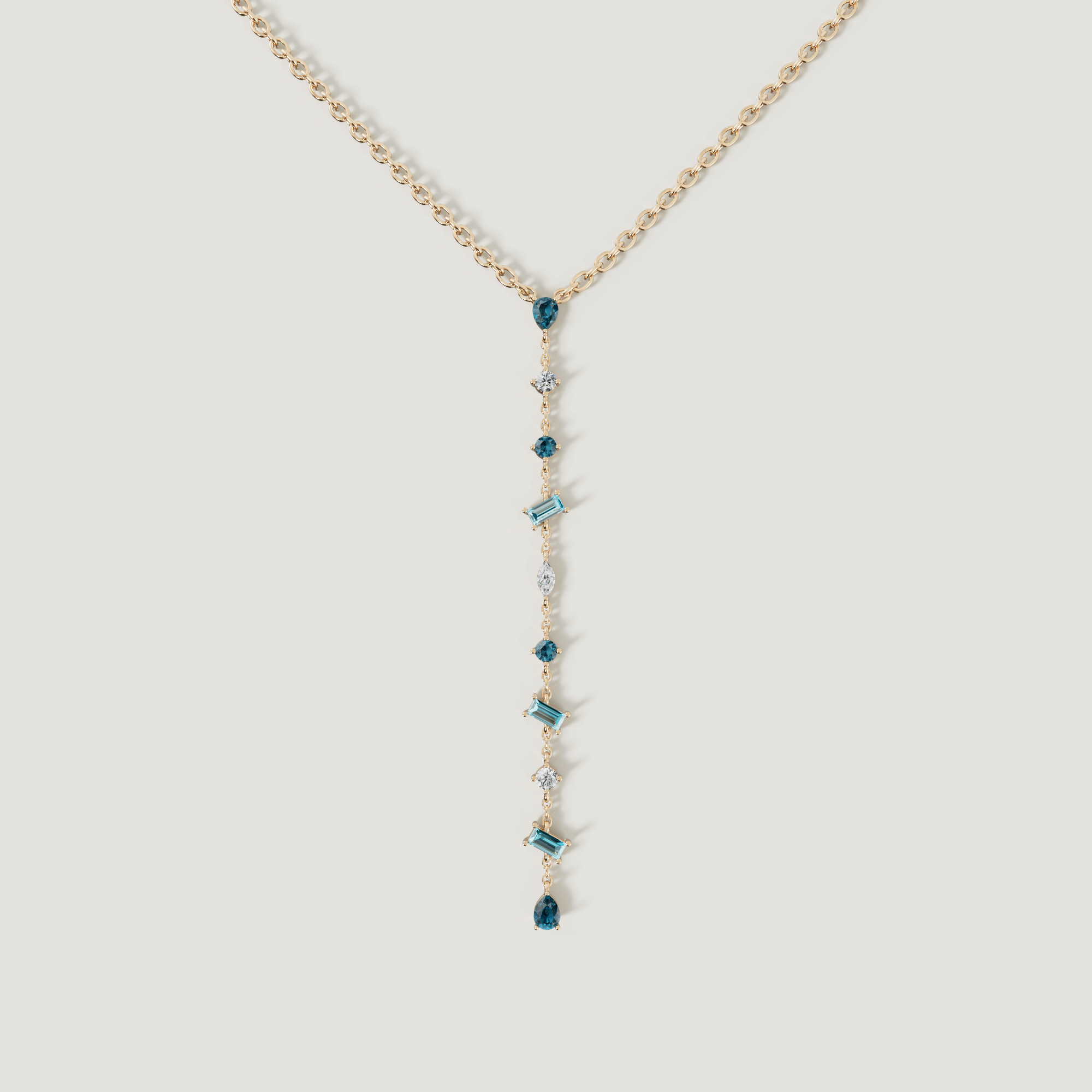 Sparkles 18K Yellow Gold Diamond, Blue Topaz & London Topaz Necklace