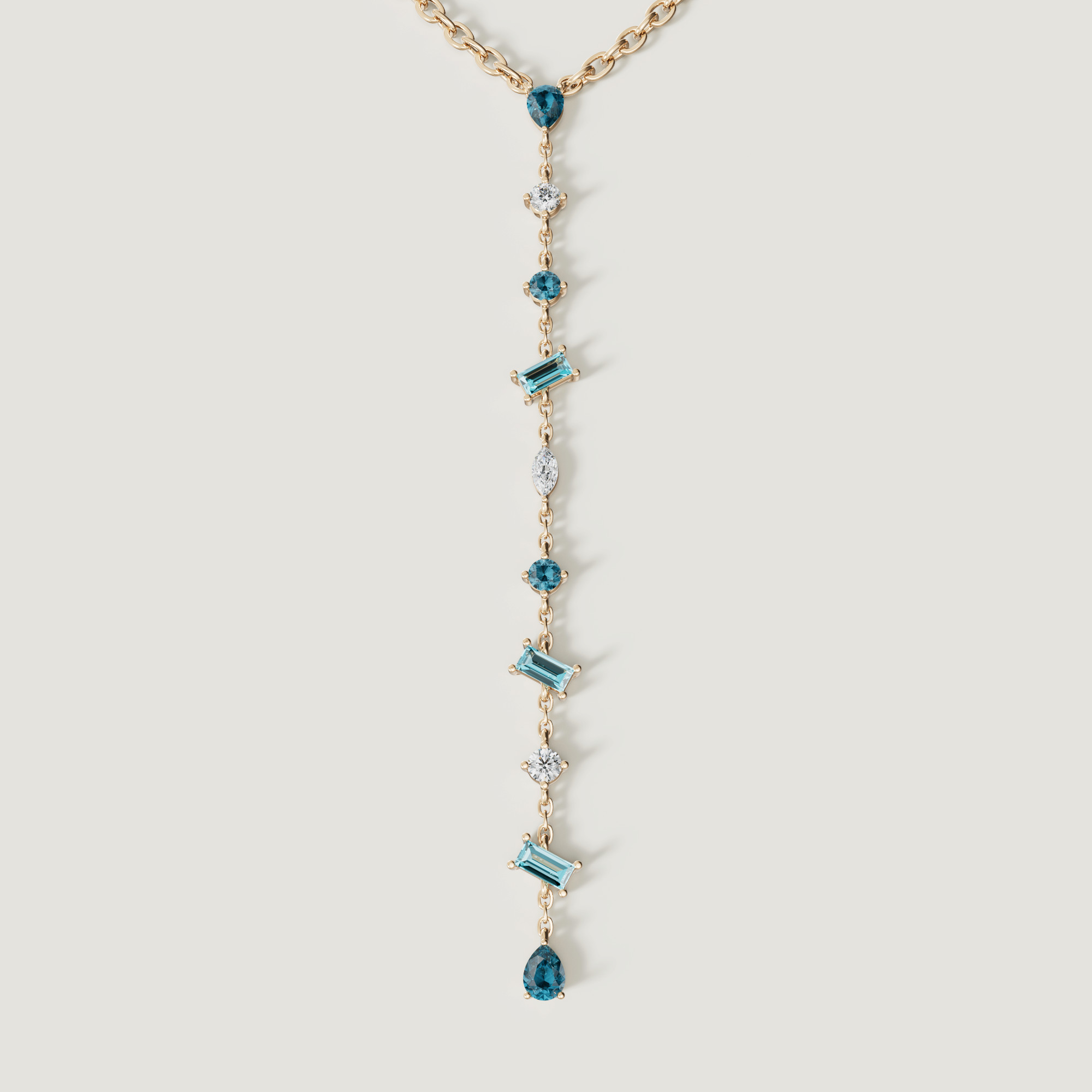Sparkles 18K Yellow Gold Diamond, Blue Topaz & London Topaz Necklace