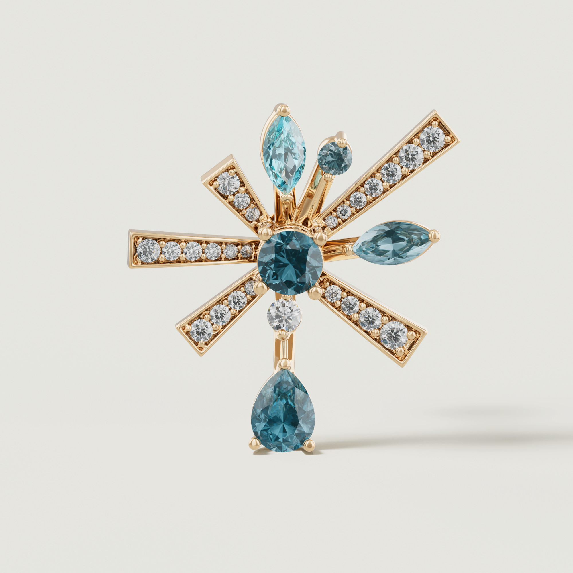 Sparkles 18k Yellow Gold Diamond Blue Topaz & London Topaz Earrings
