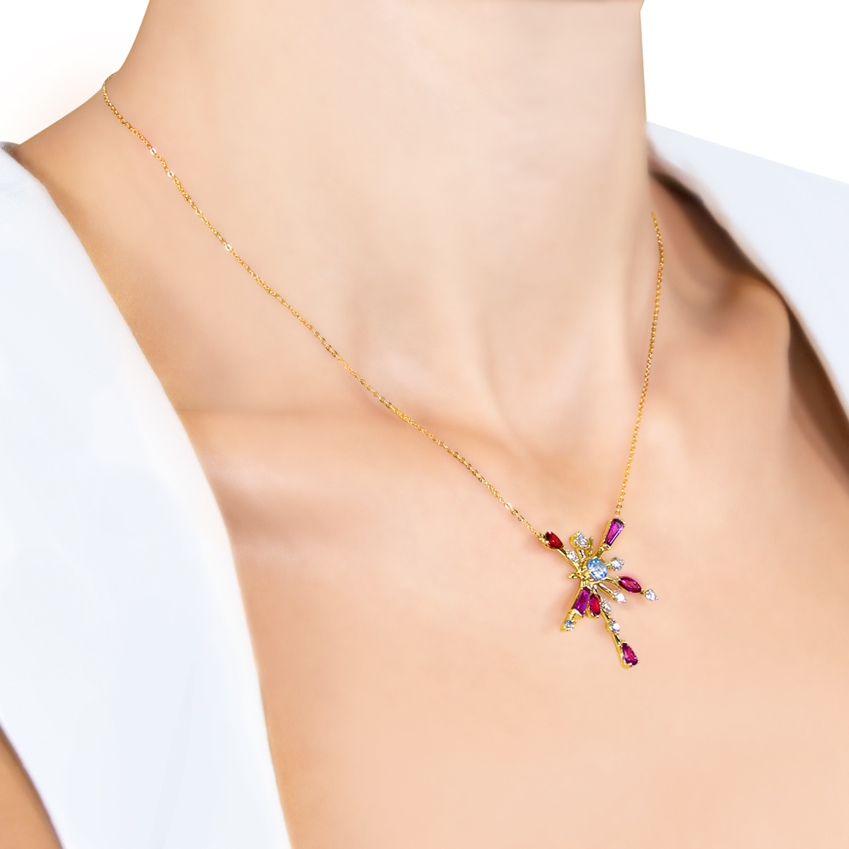 Flare Semi Precious Necklace In 18k Rose Gold