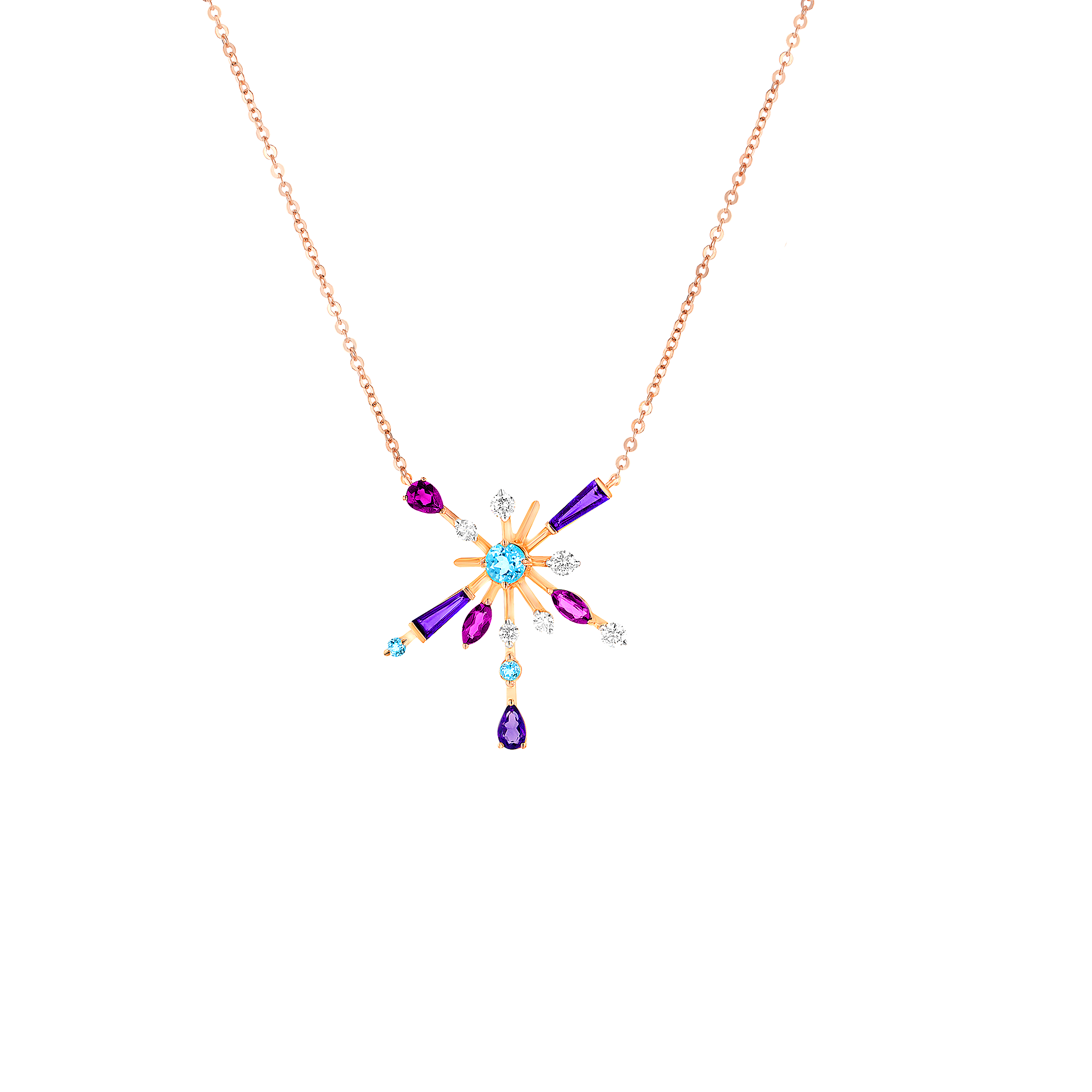 Flare Semi Precious Necklace In 18k Rose Gold