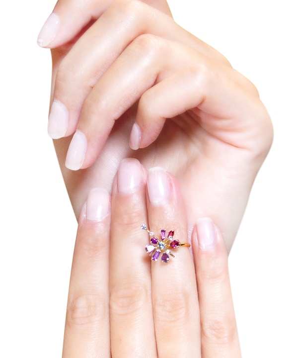 Flare Semi Precious Nail Ring In 18k Rose Gold