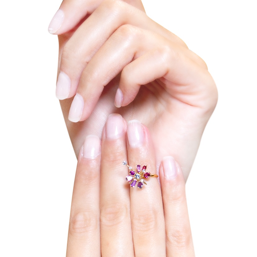 Flare Semi Precious Nail Ring In 18K Rose Gold