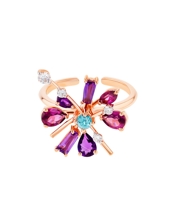 Flare Semi Precious Nail Ring In 18k Rose Gold