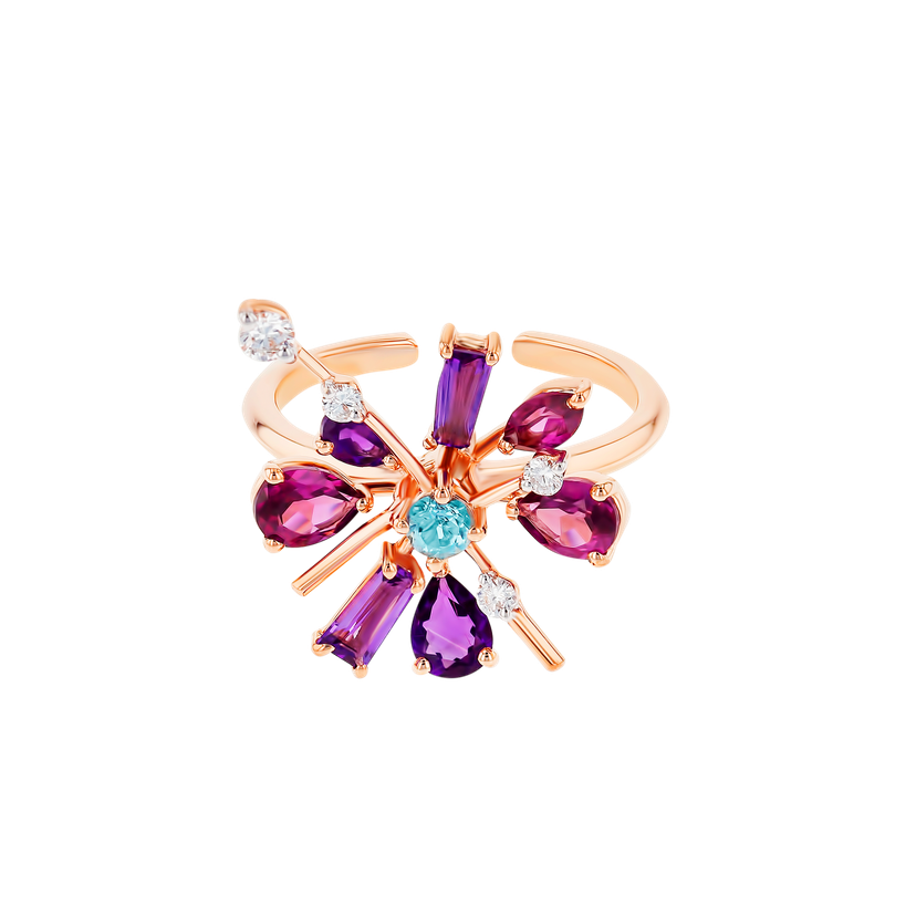 Flare Semi Precious Nail Ring In 18K Rose Gold