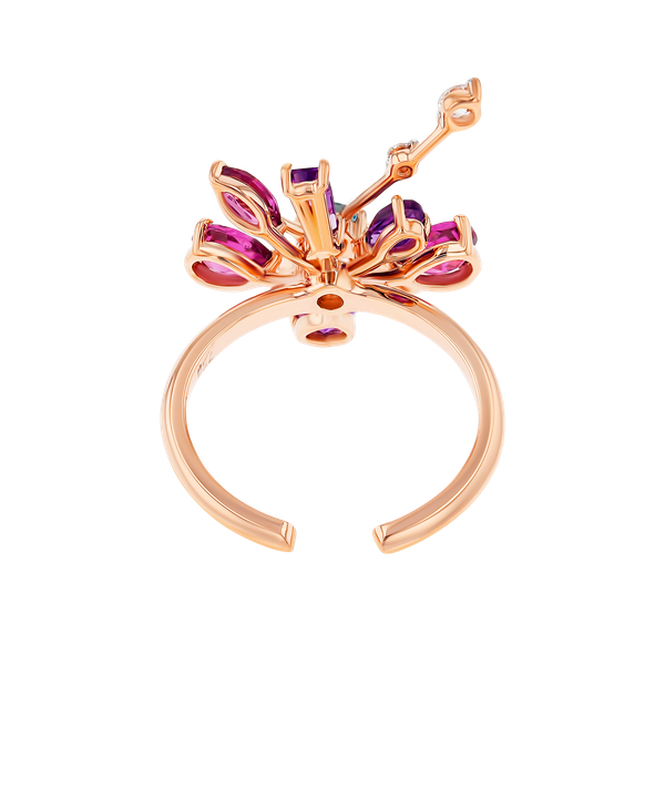 Flare Semi Precious Nail Ring In 18k Rose Gold