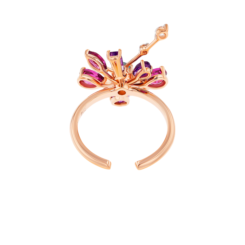 Flare Semi Precious Nail Ring In 18K Rose Gold