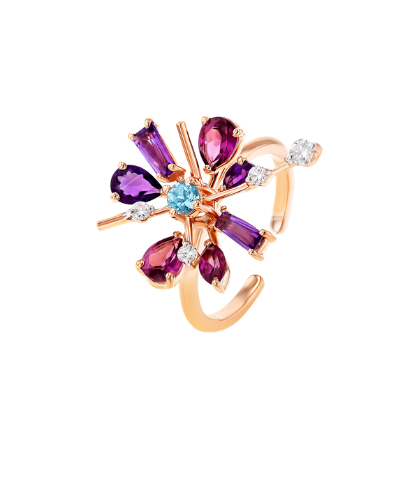 Flare Semi Precious Nail Ring In 18k Rose Gold