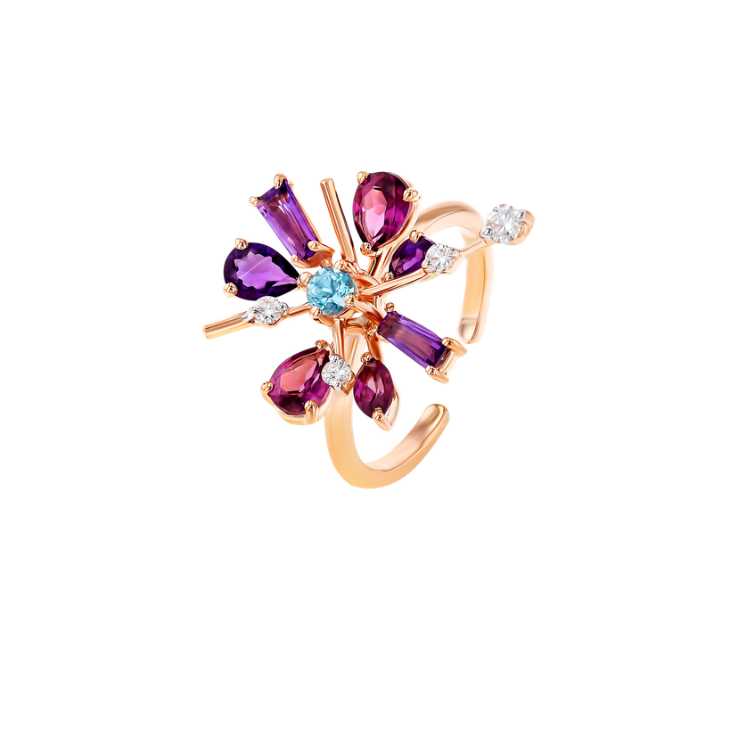 Flare Semi Precious Nail Ring In 18K Rose Gold