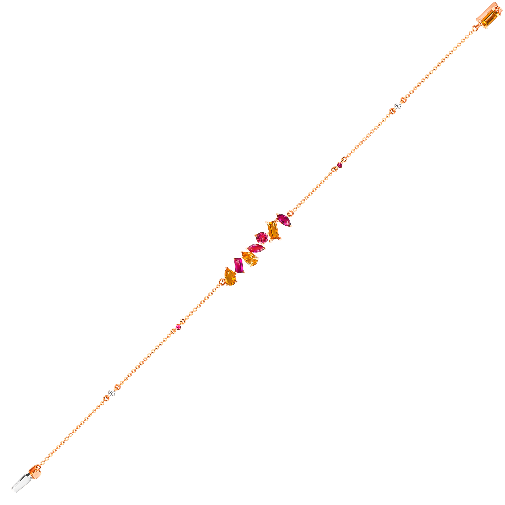 Sparks Coloured Gemstones & Diamond Bar Bracelet 18k Rose Gold