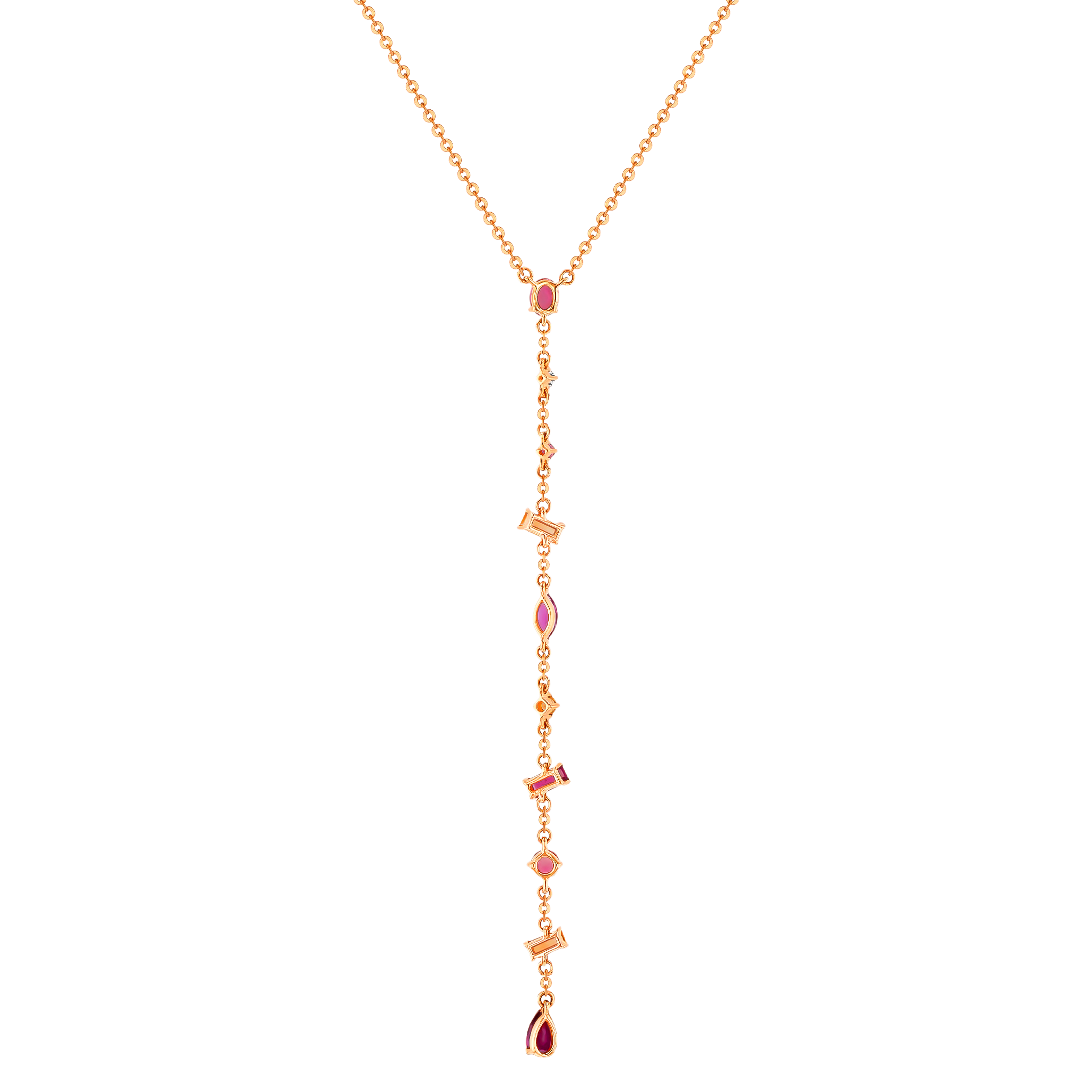 Sparks Coloured Gemstones & Diamond Y Necklace 18k Rose Gold