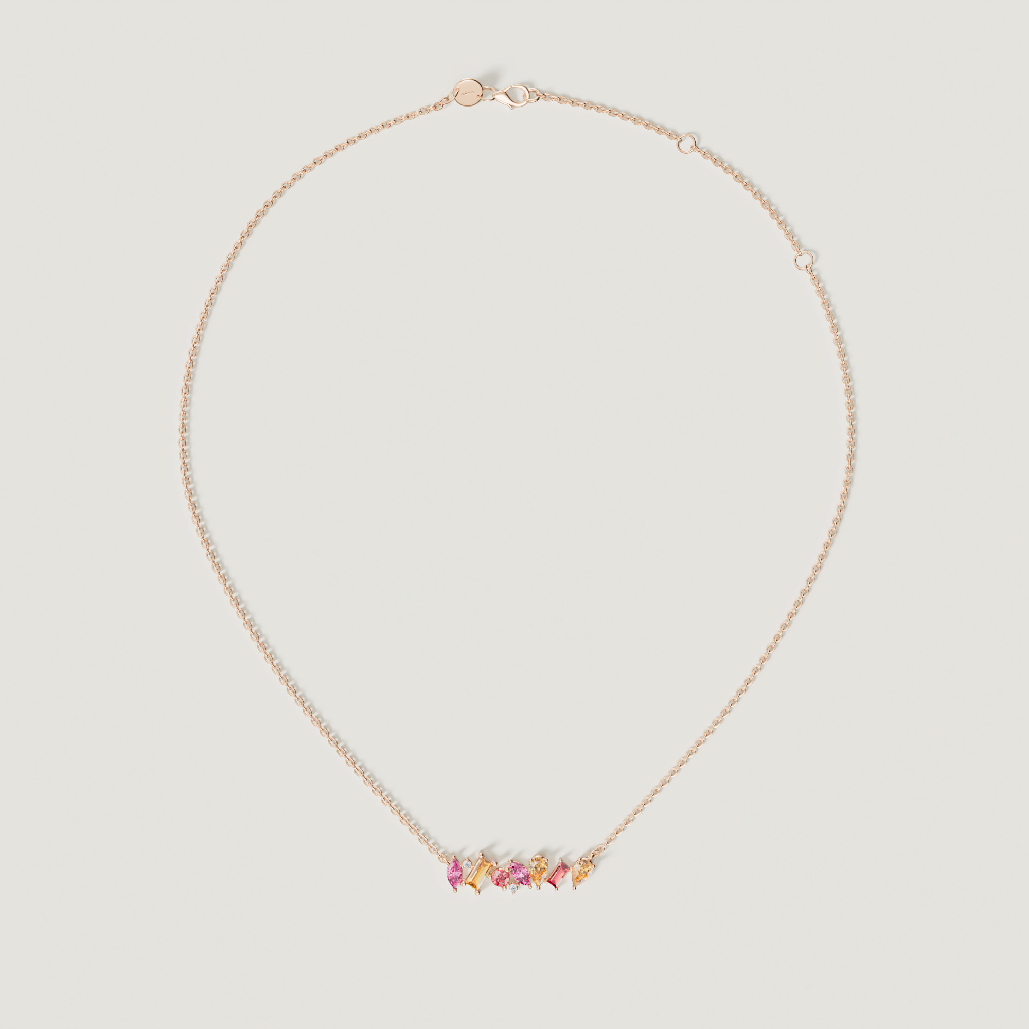 Sparks Coloured Gemstones & Diamond Bar Necklace 18k Rose Gold