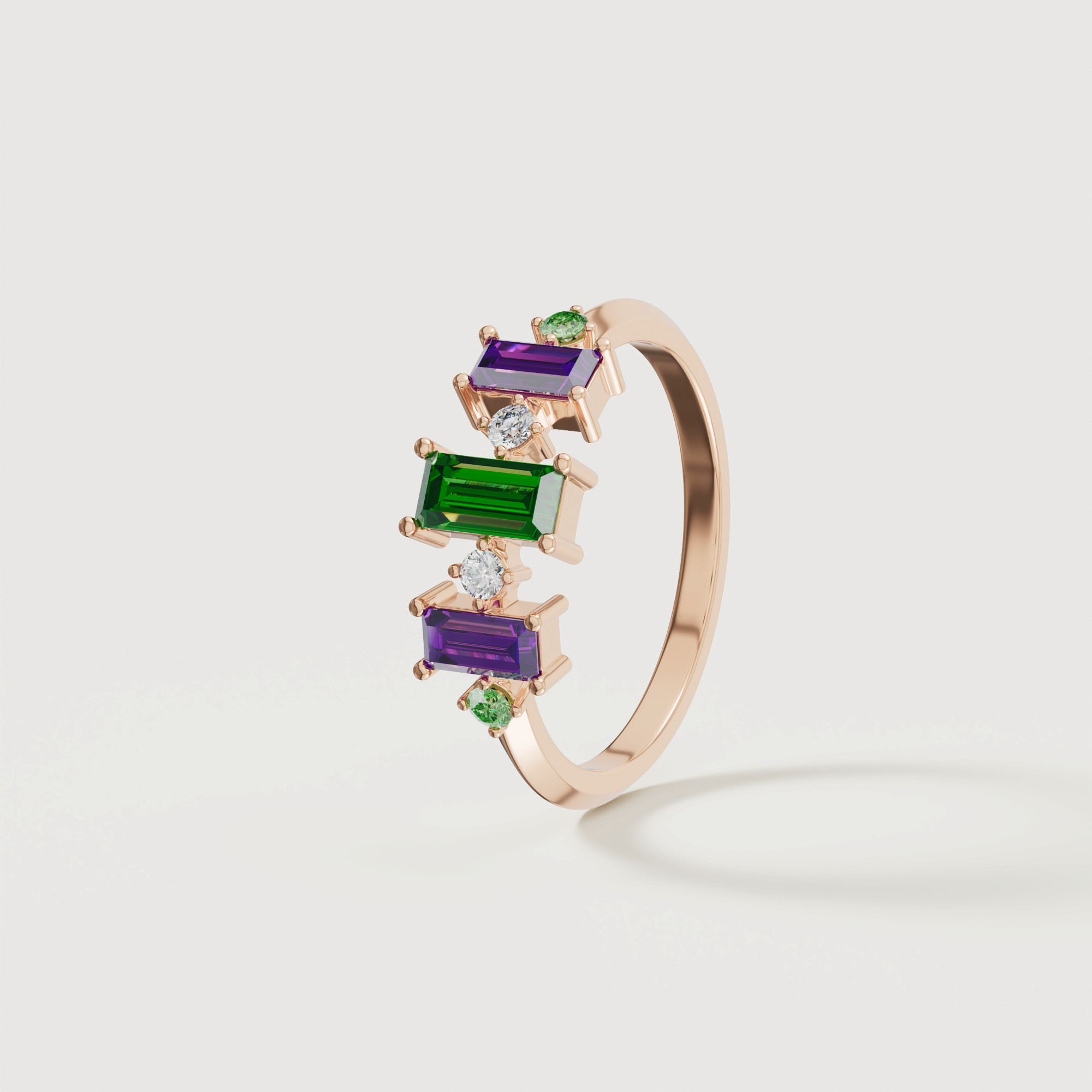Fiesta Diamond And Precious Gem Ring In 18k Rose Gold