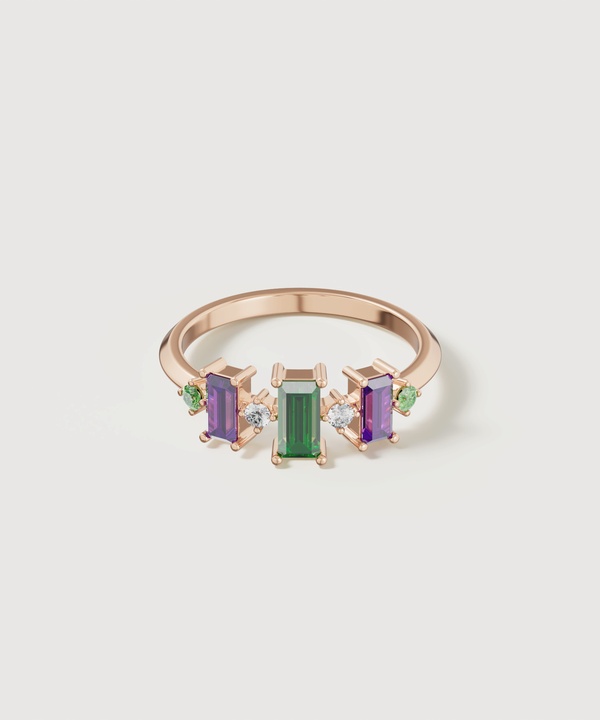 Fiesta Diamond And Precious Gem Ring In 18k Rose Gold
