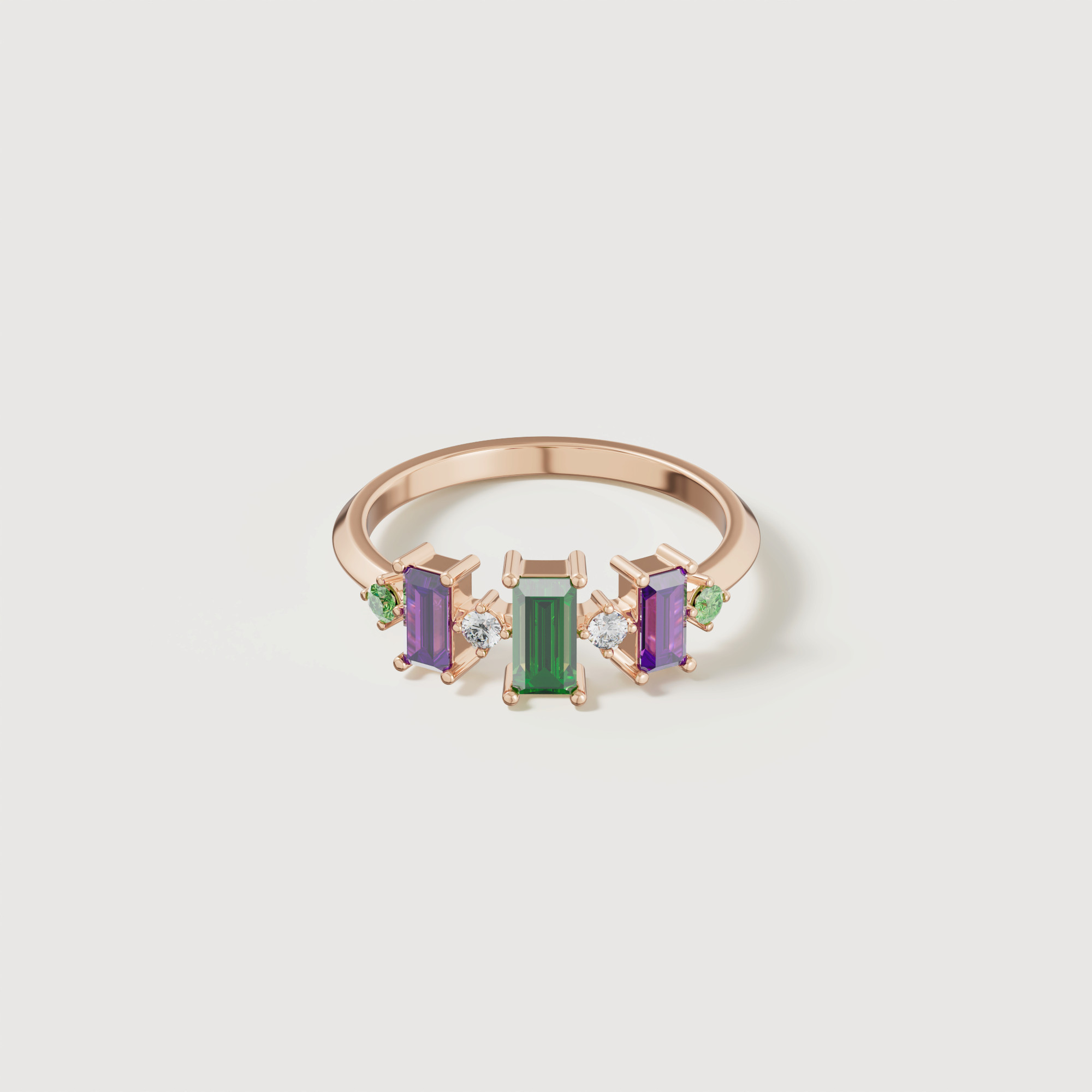 Fiesta Diamond And Precious Gem Ring In 18k Rose Gold