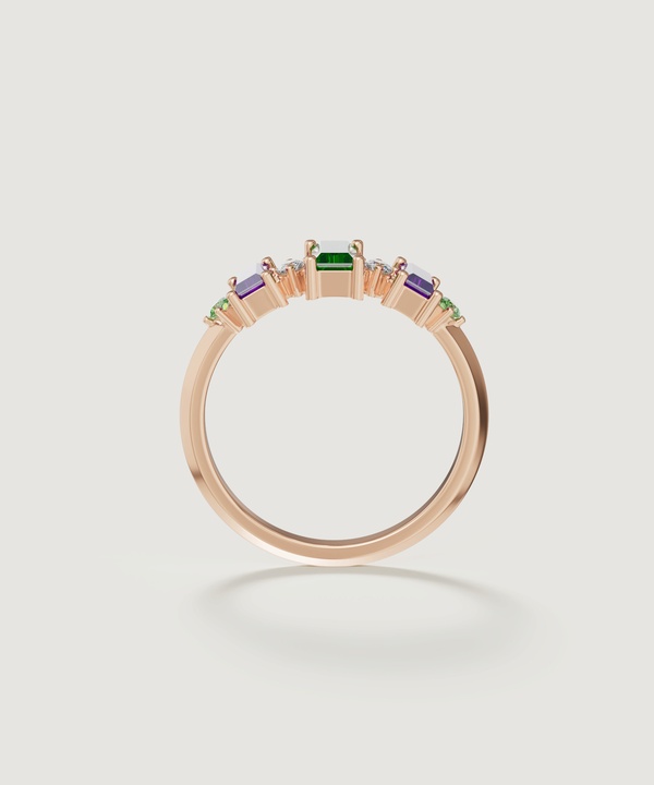 Fiesta Diamond And Precious Gem Ring In 18k Rose Gold